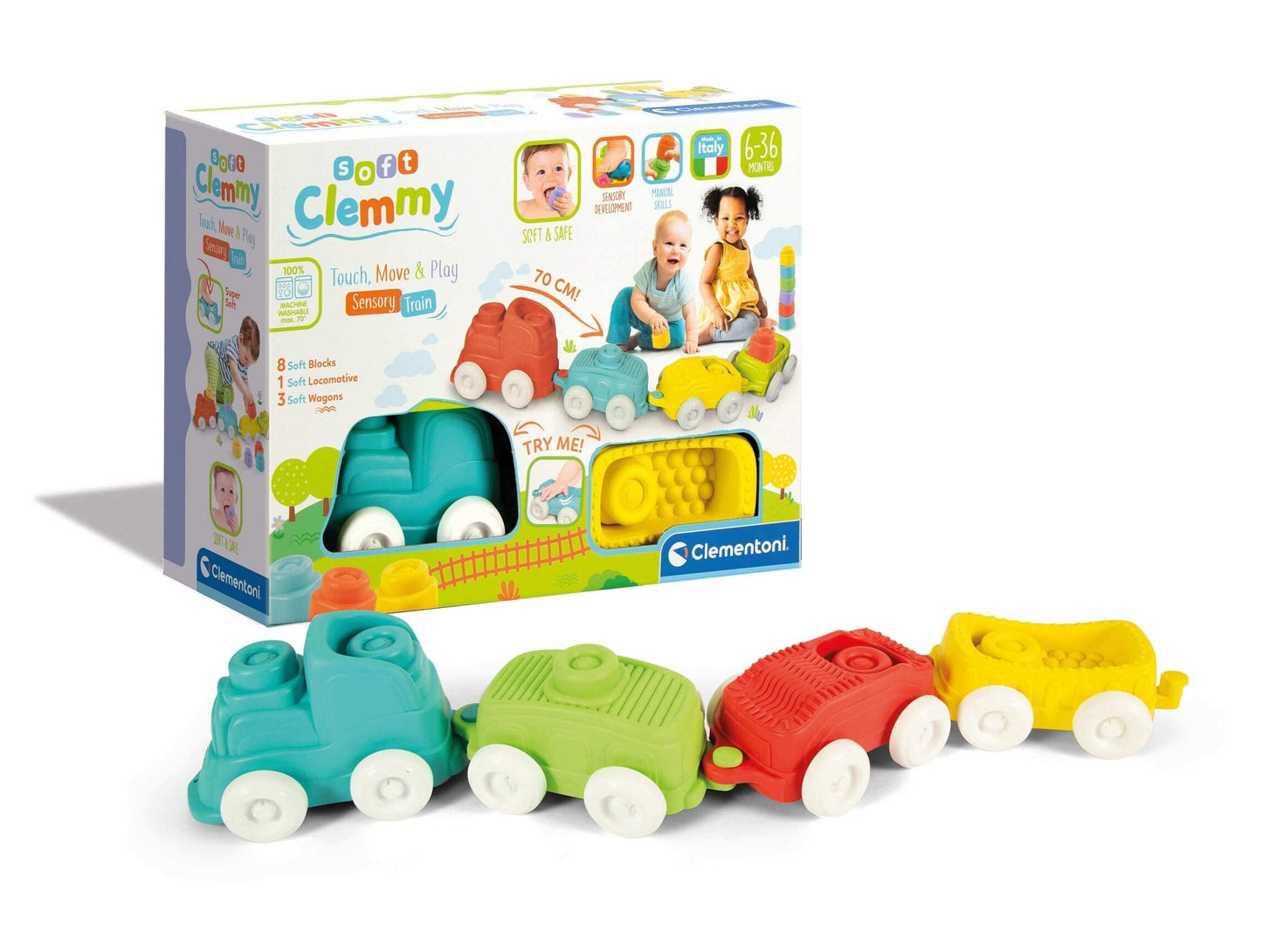 Clementoni Soft Clemmy Move & Play Sensory Train For 6+ Months - Made in Italy