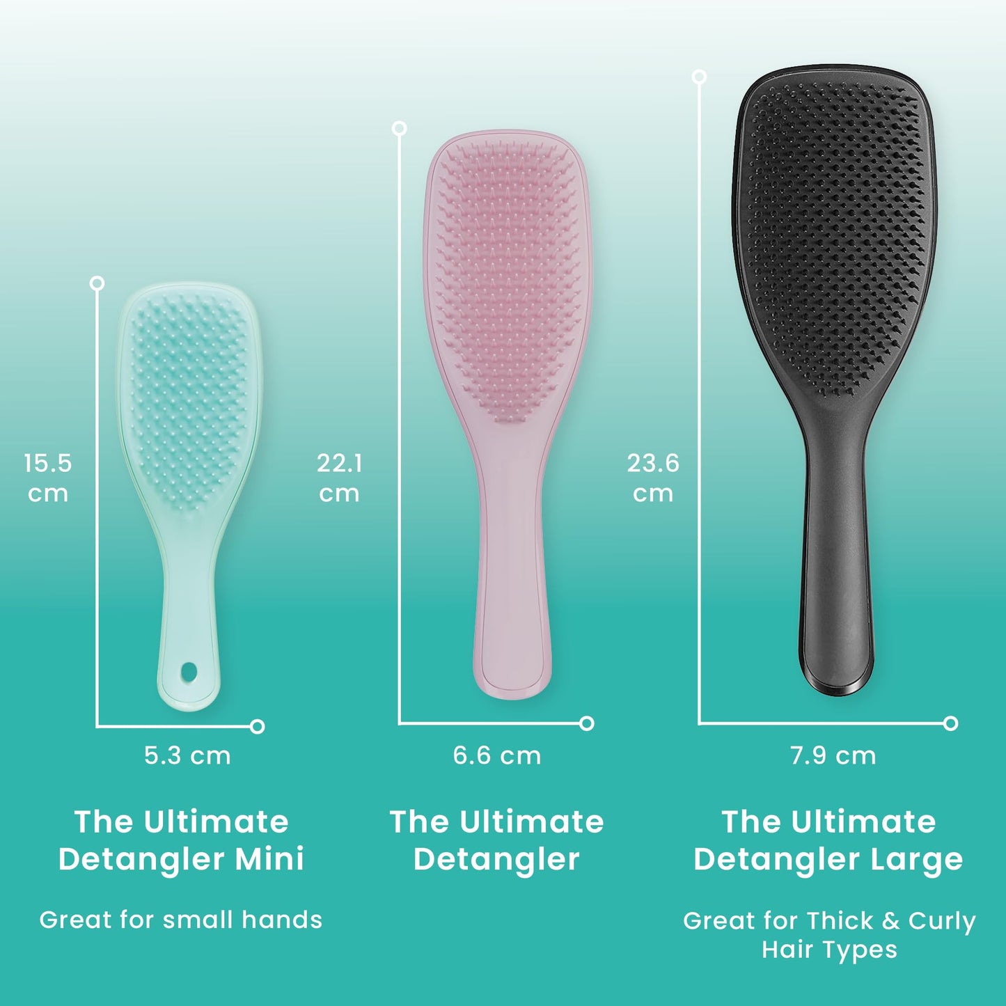 Tangle Teezer The Mini Wet Detangler Hairbrush for Wet & Dry Hair (Sea Green) - Made in UK