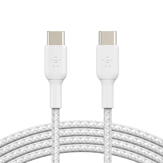 Belkin BoostCharge braided USB C fast charger cable 2m, 2pack, White - Made in Vietnam