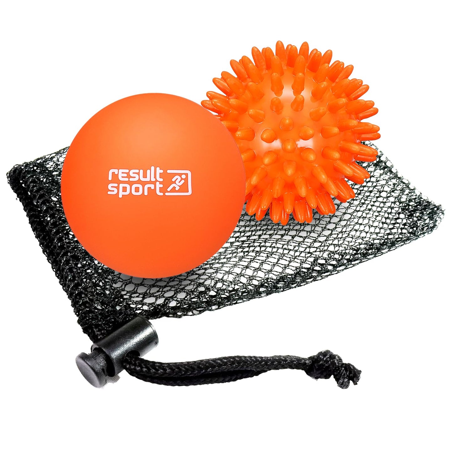 ResultSport Lacrosse & Spike Massage Ball Set with Storage Bag (Orange) - Made in Taiwan