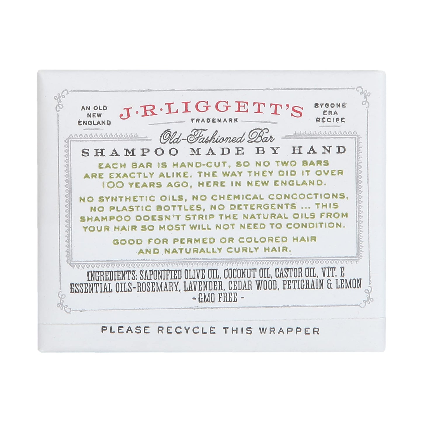 J.R. Liggett Bar Shampoo, Herbal Formula, 3.5 oz. - Made in U.S.A.