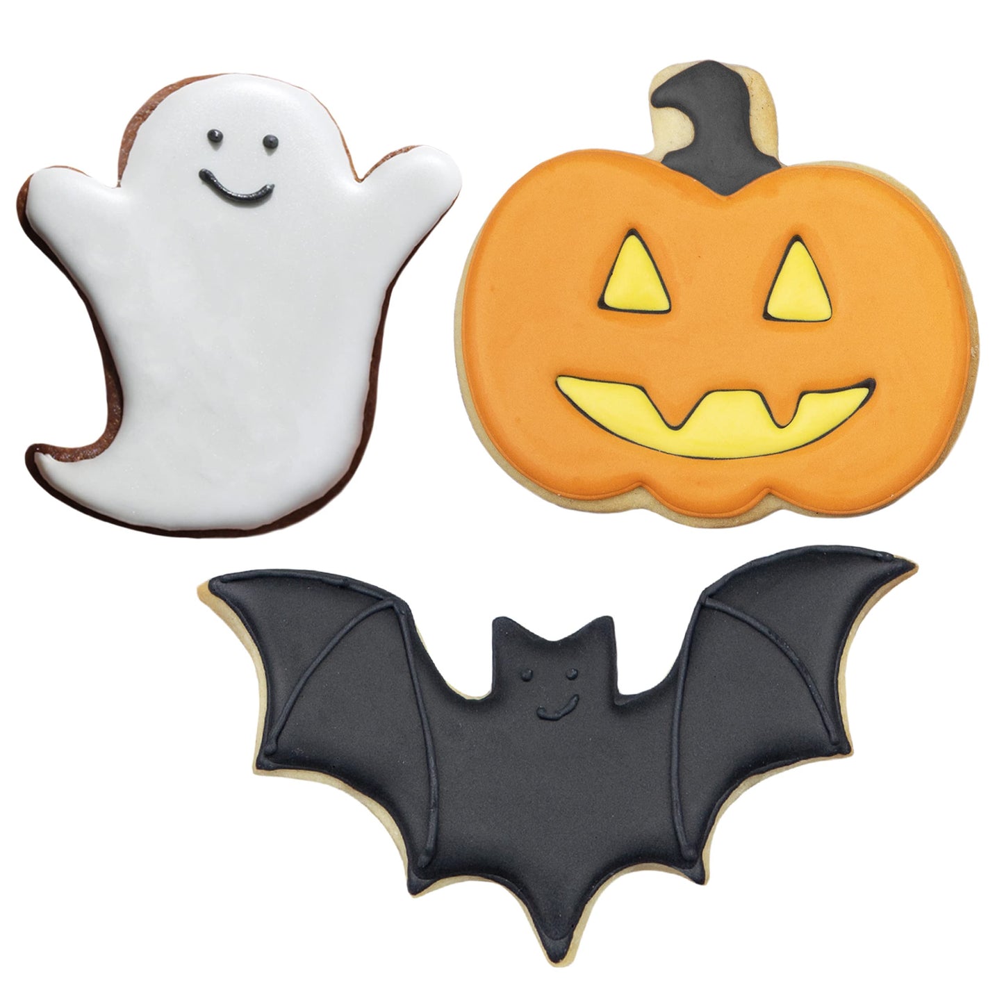 Ann Clark Halloween Cookie Cutters Pumpkin, Ghost, Bat 3-Pc. Set - Made in USA