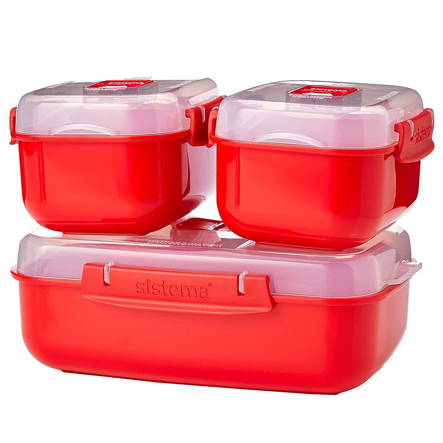 Sistema Heat and Eat Microwave Container Set | 1.25 L, 525 ml (3 Count) - Made in New Zealand