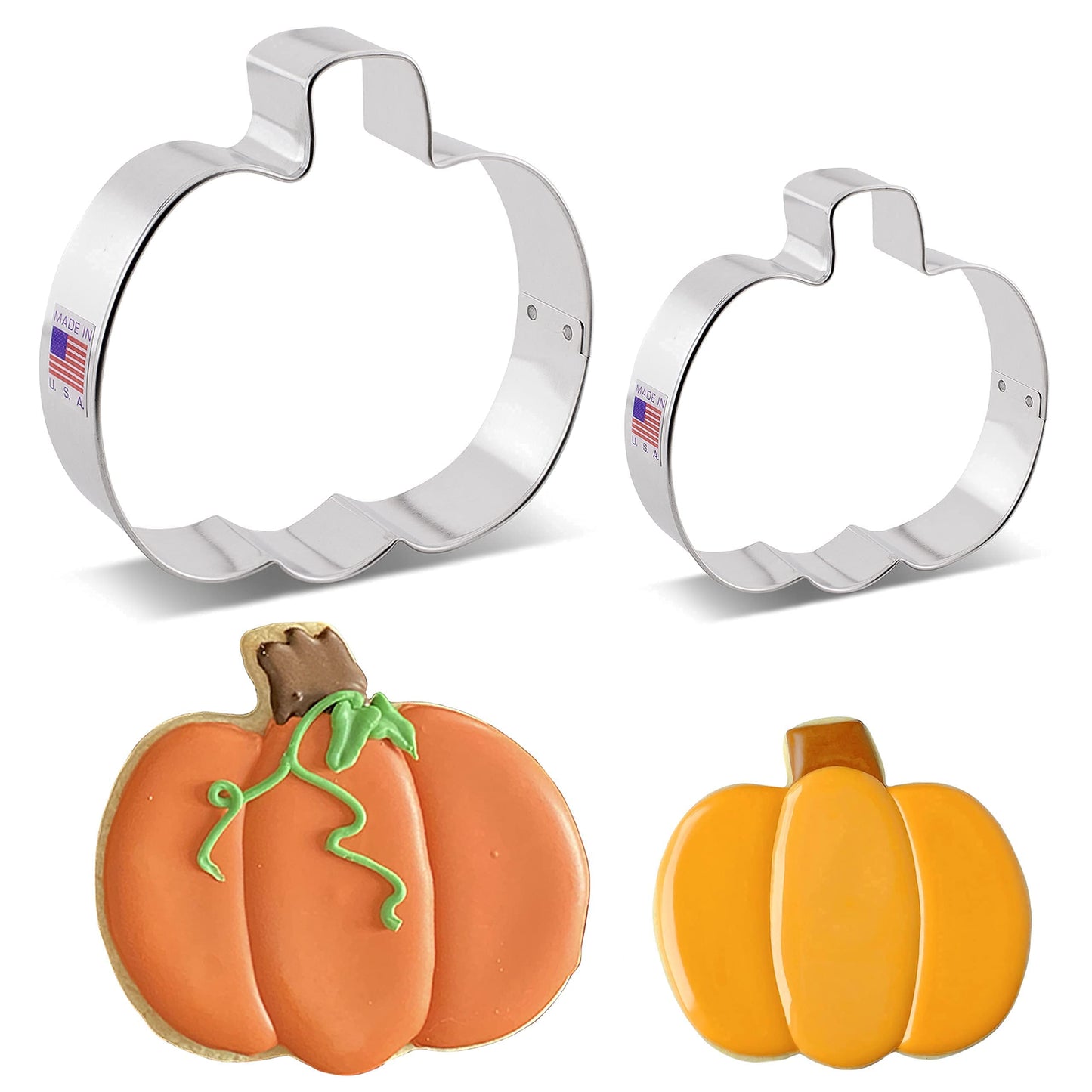 Ann Clark Pumpkin Cookie Cutters 2-Pc. Set 4", 3" - Made in USA