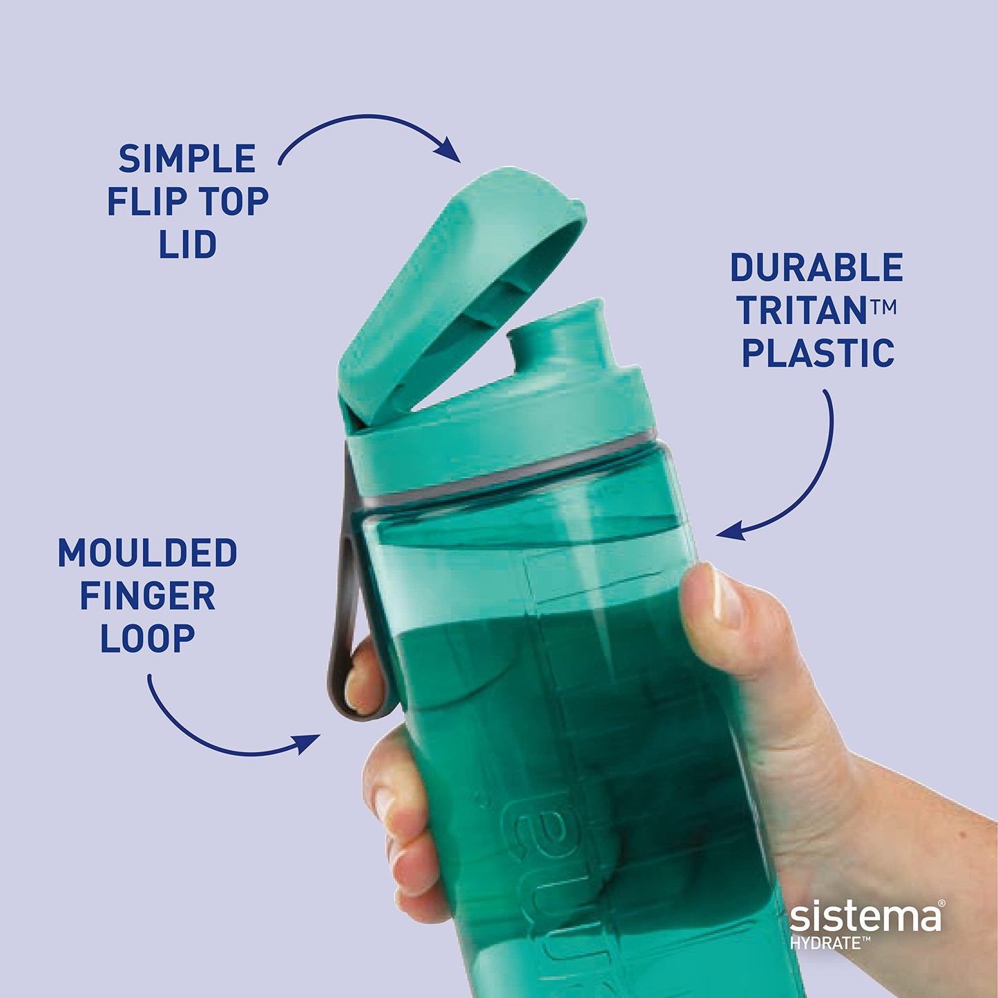 Sistema 600 ml Swift Sports Kids Water Bottles Ocean Blue & Misty Purple (2 Count) - Made in New Zealand