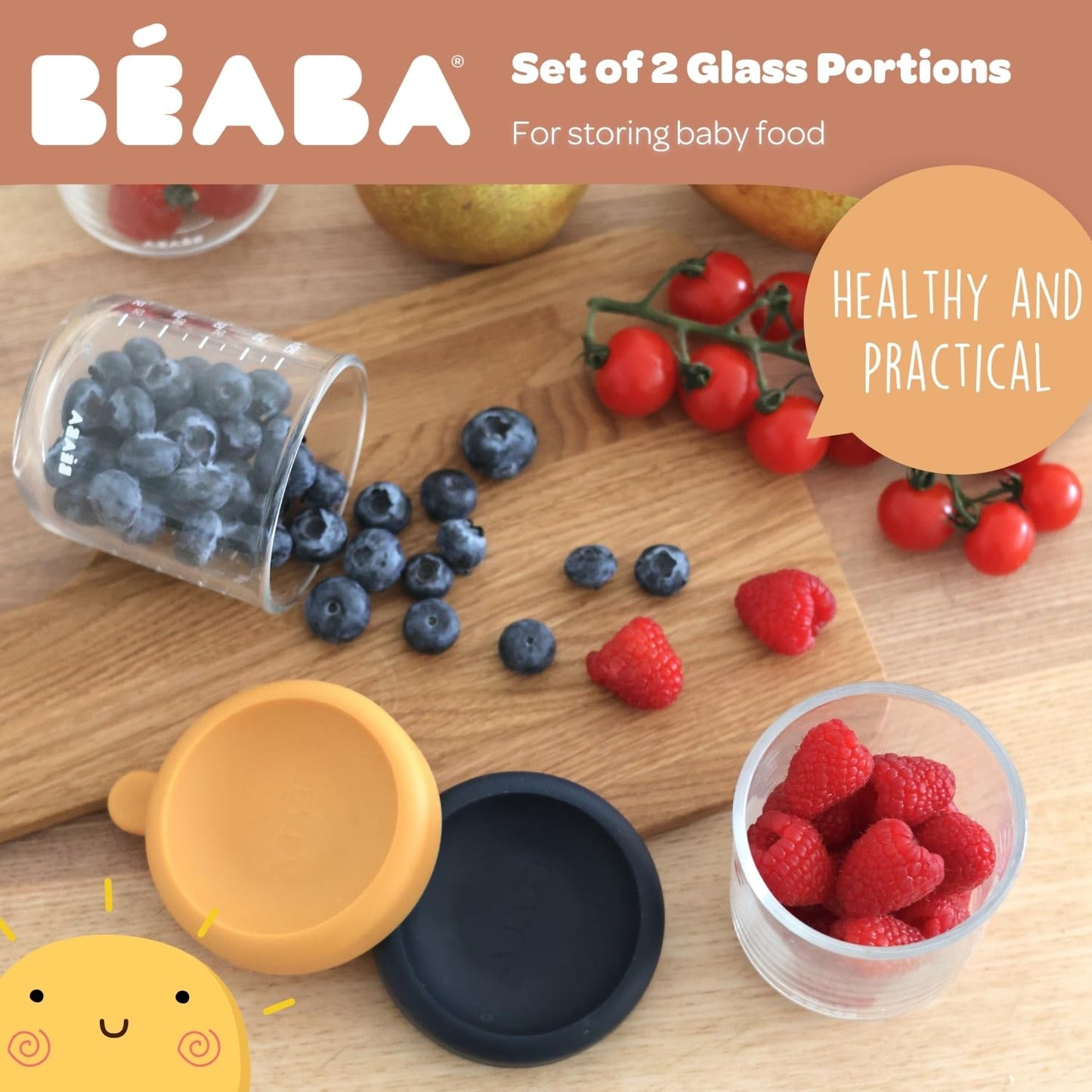 BEABA Set of 2 Baby Food Glass Containers - Made in France