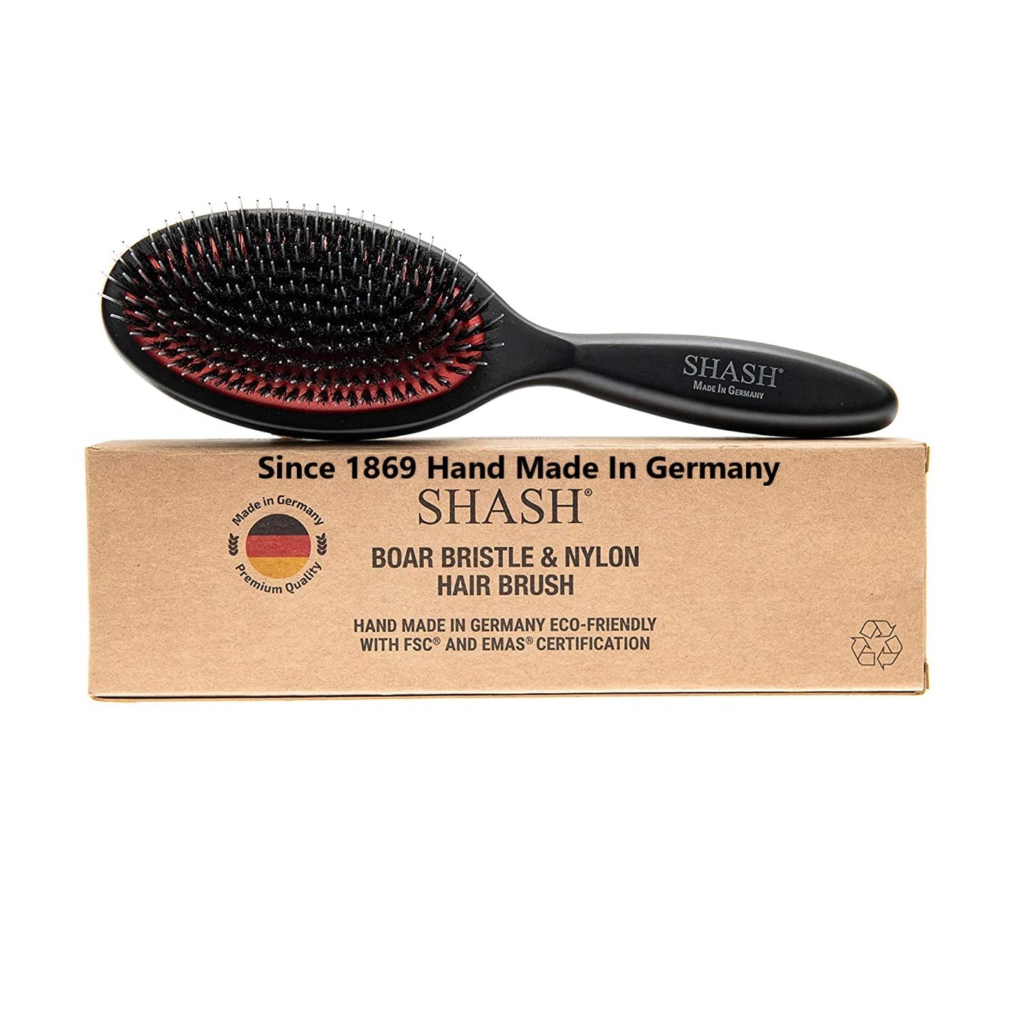 SHASH  Nylon Boar Bristle Brush For Normal To Thick Hair - Made In Germany