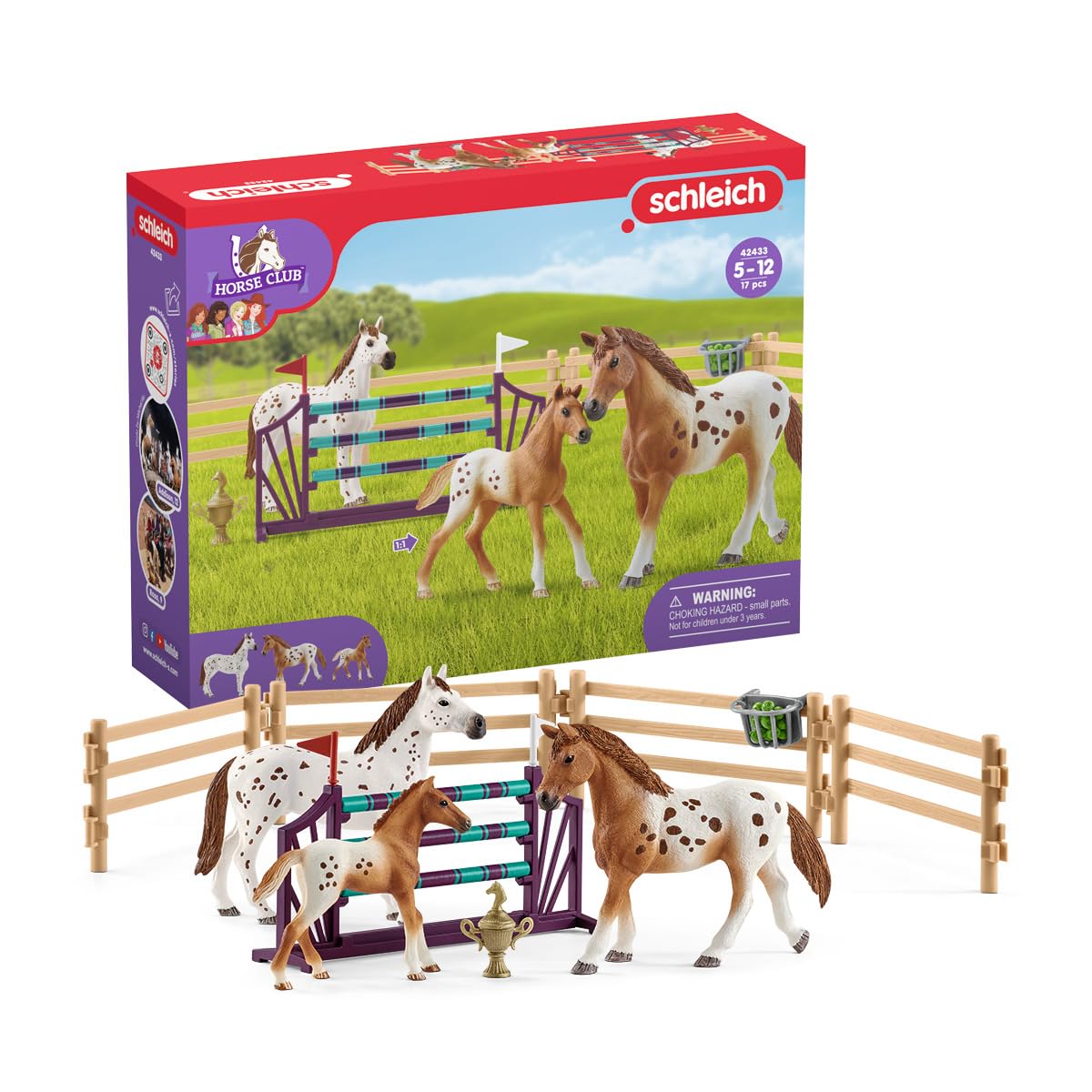 schleich HORSE CLUB Lisa's Tournament Training Horse Playset 17-Piece (Ages 5+) - Made in Germany, Bosnia, Moldova and Romania