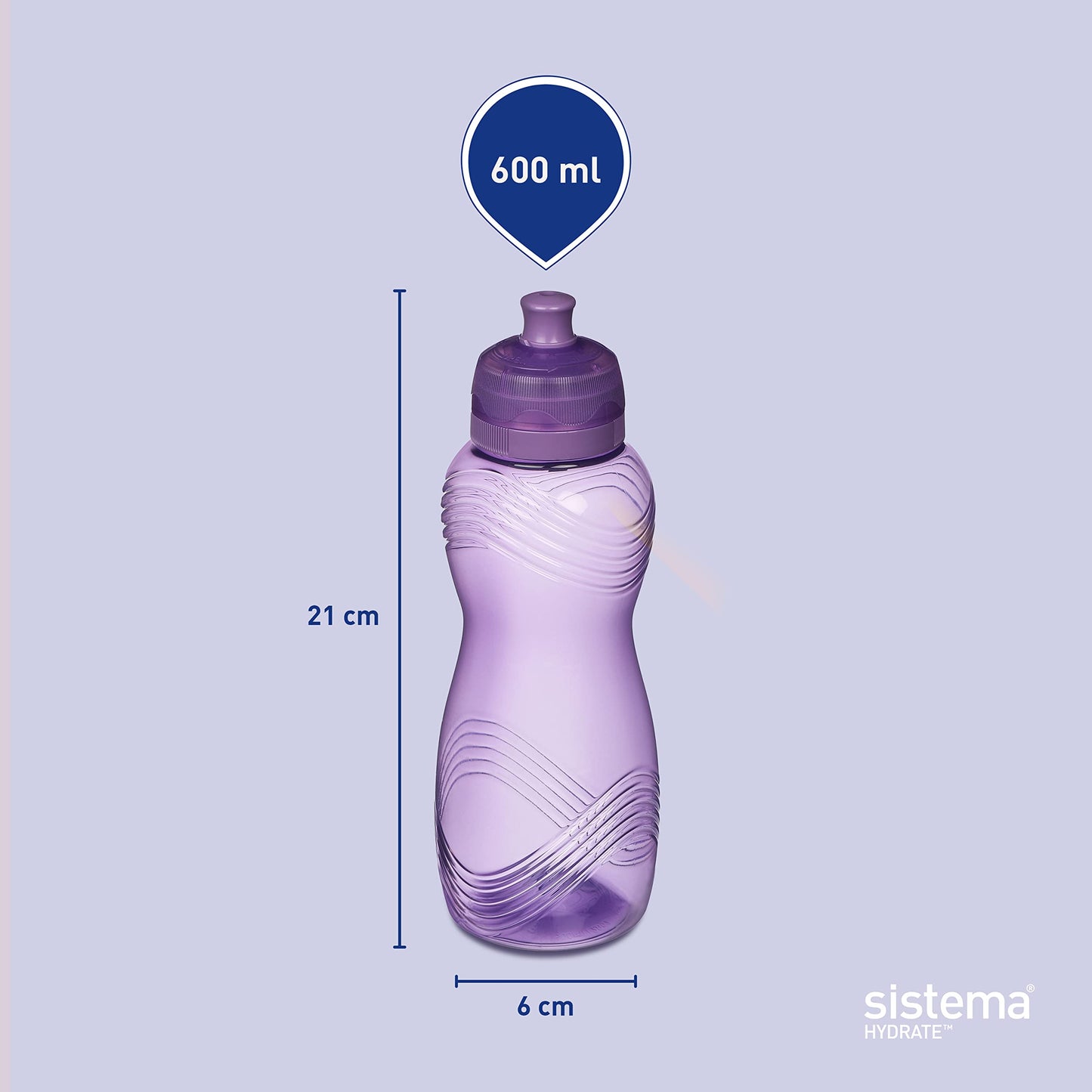 Sistema 600 ml Twist 'n' Sip Squeeze Sports Water Bottle - Made in New Zealand