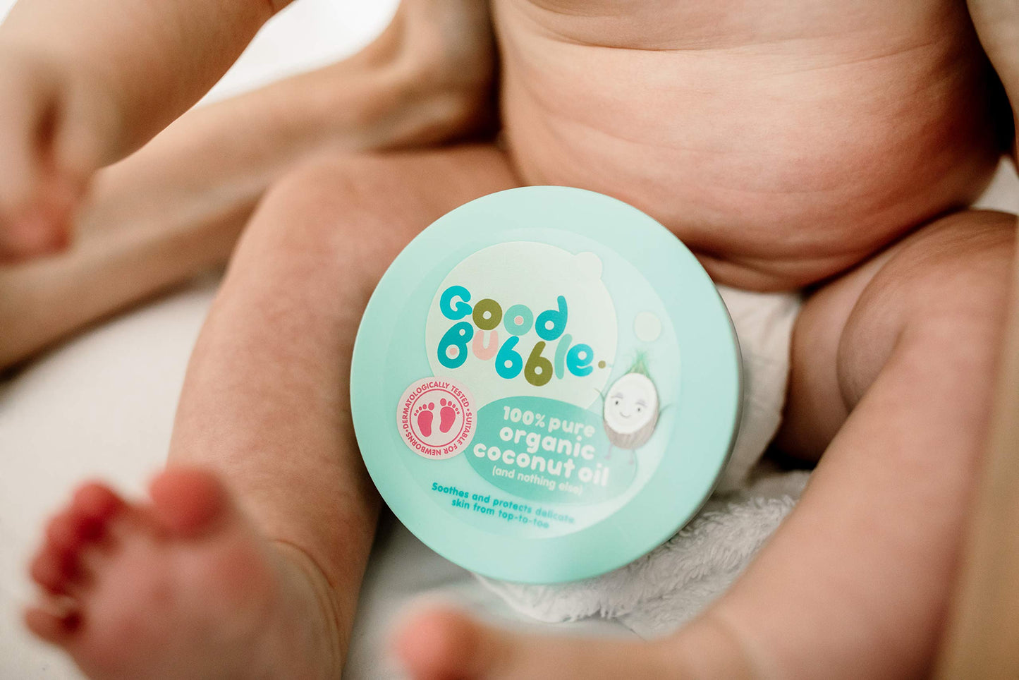 Good Bubble 100% Pure Organic Coconut Oil for Sensitive & Eczema-Prone Skin (185g) - Made in UK