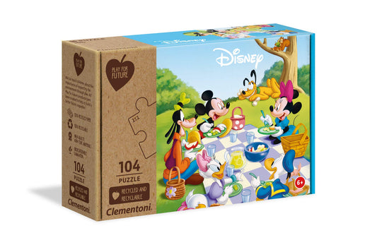 Clementoni Disney Mickey Classic Jigsaw Puzzle 104 Pieces, 100% Recycled Materials - Made In Italy