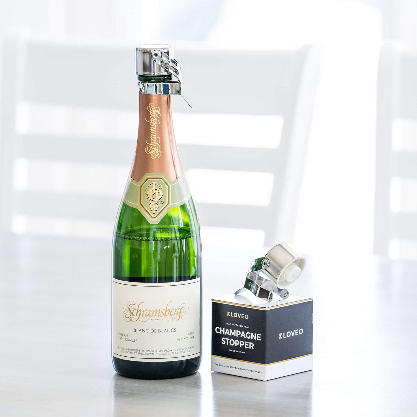 Kloveo Professional Grade Champagne Stoppers - Patented Seal - Made in Italy