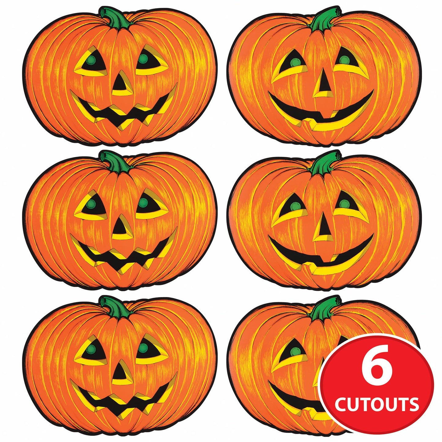 Beistle 6 Piece Paper Jack-O-Lantern Cut Outs Halloween Party Decorations 10" x 14" - Made in USA  10" x 14"