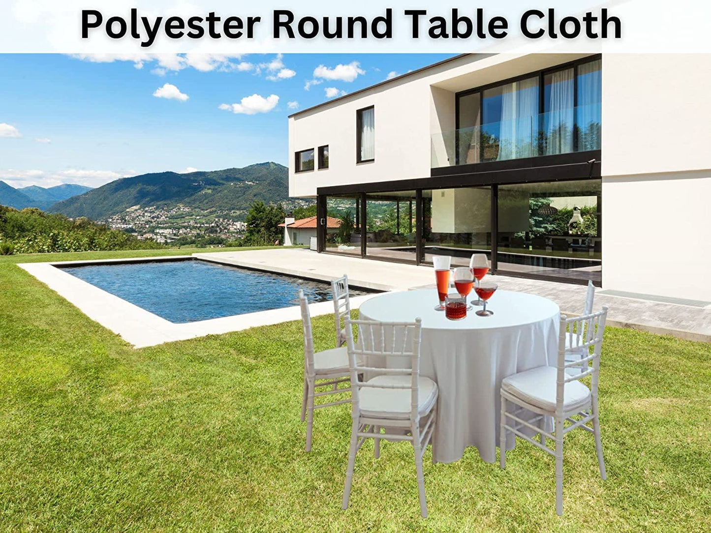 48'' Polyester Round Table Cover (WHITE) - Made in UK