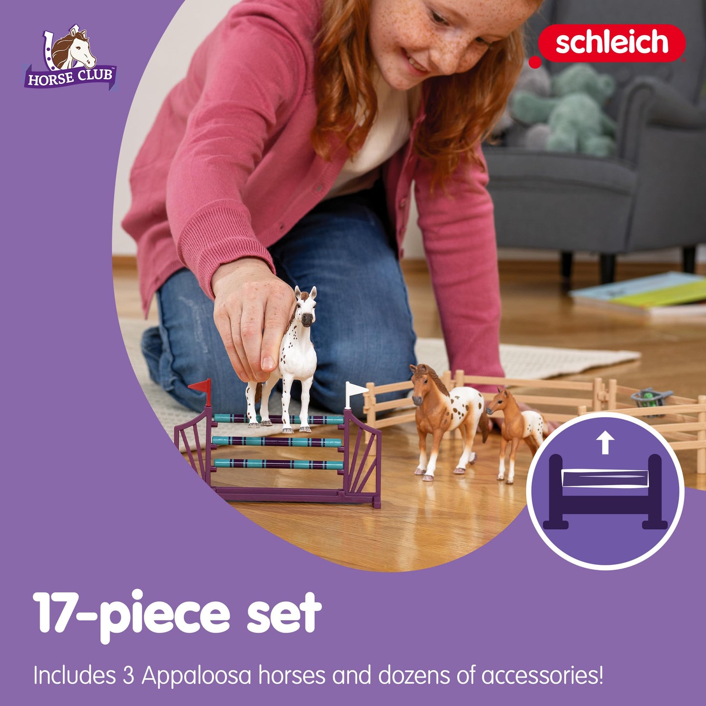 schleich HORSE CLUB Lisa's Tournament Training Horse Playset 17-Piece (Ages 5+) - Made in Germany, Bosnia, Moldova and Romania