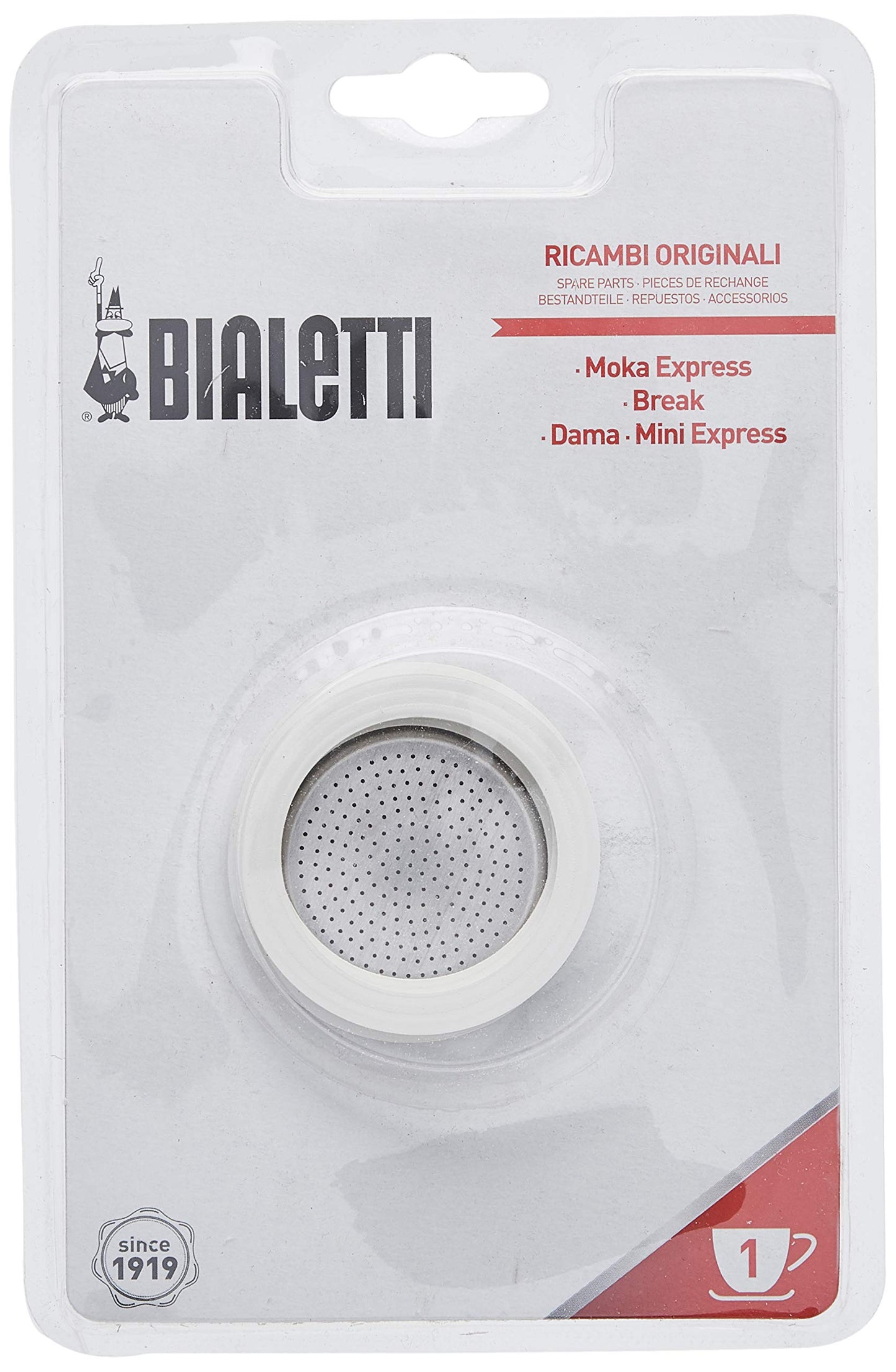 Bialetti 3 gaskets + 1 Plate 1 Cup - Made in Italy