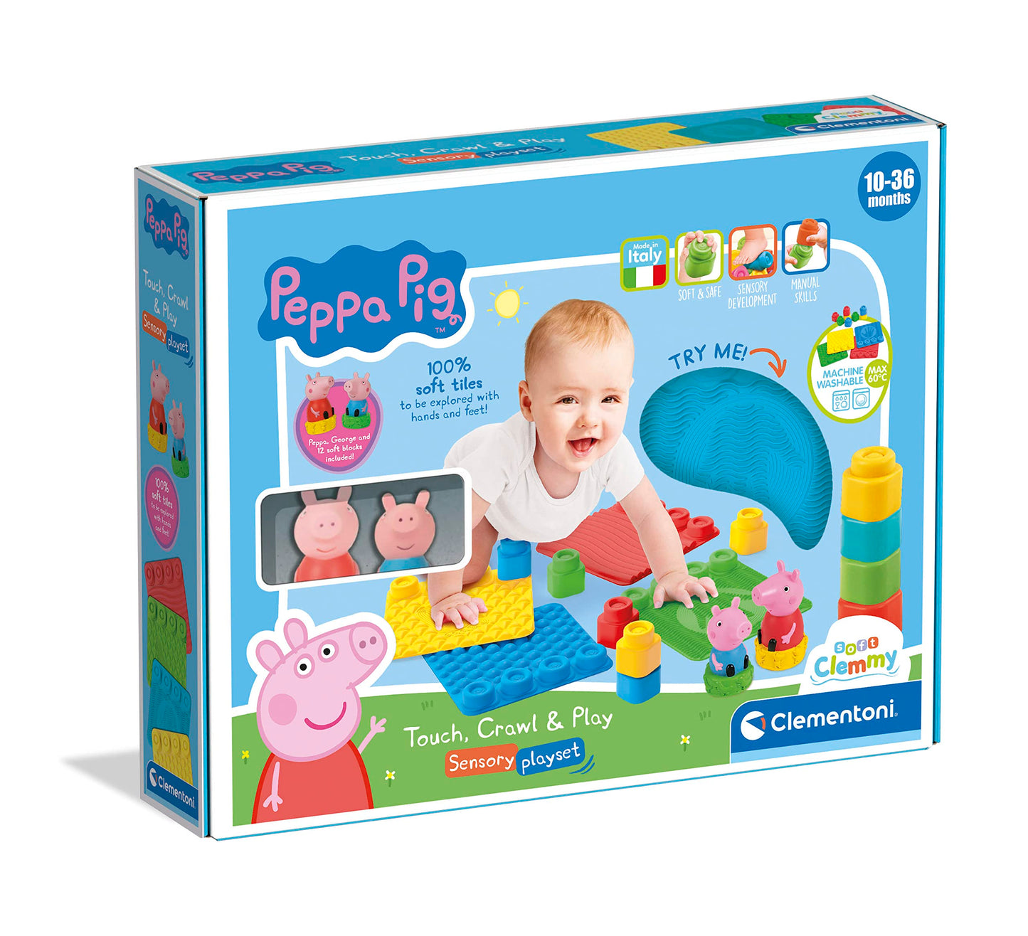 Clementoni Peppa Pig Soft Blocks Sensory Playset for 18+ Month - Made in Italy