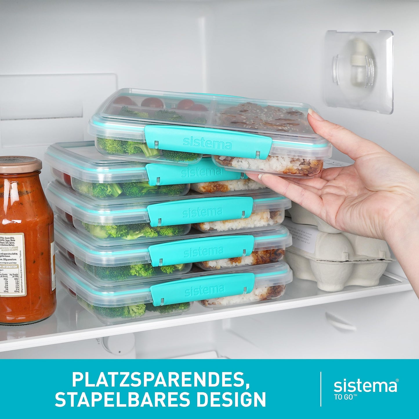 Sistema TO GO 820ml Multi Split Meal & Food Prep Containers (5 Count) - Made in New Zealand