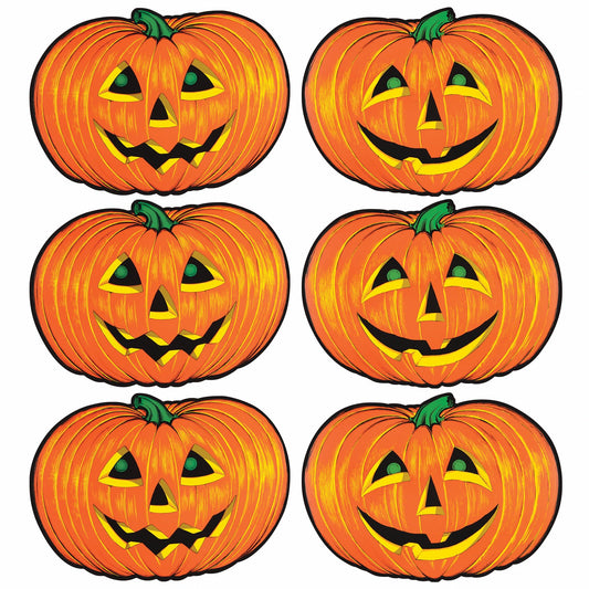 Beistle 6 Piece Paper Jack-O-Lantern Cut Outs Halloween Party Decorations 10" x 14" - Made in USA  10" x 14"