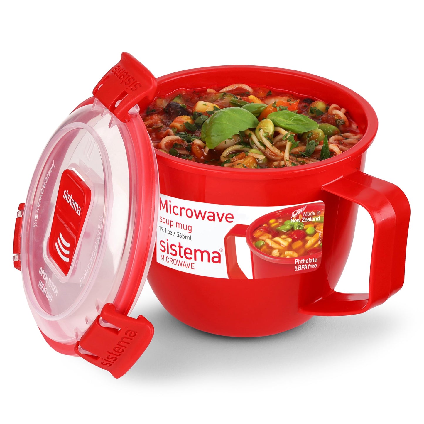 Sistema 565 ml Microwave Small Soup Mug with Steam-Release Vents - Made in New Zealand