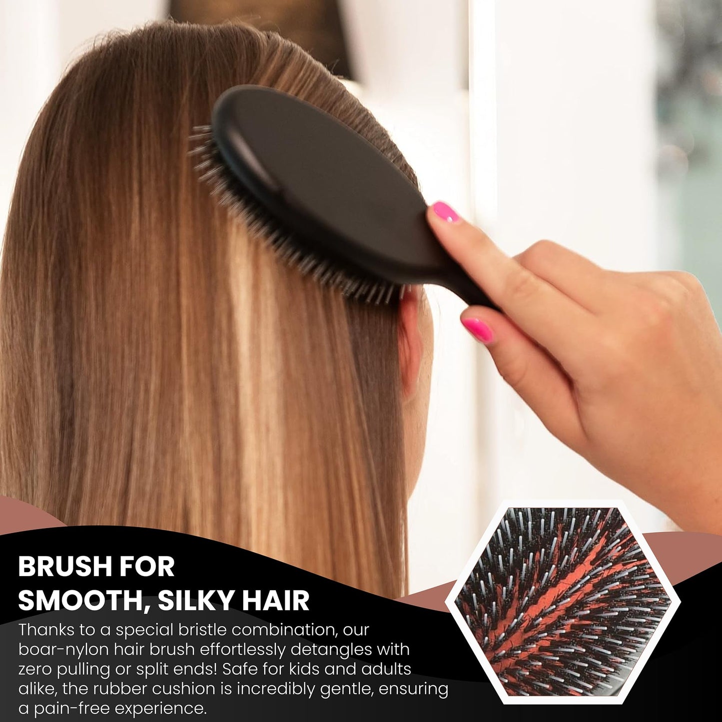 SHASH  Nylon Boar Bristle Brush For Normal To Thick Hair - Made In Germany