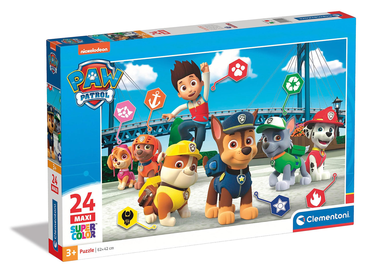 Clementoni Paw Patrol Supercolor Puzzles for Children, 24 Pieces, Ages 3+ - Made in Italy