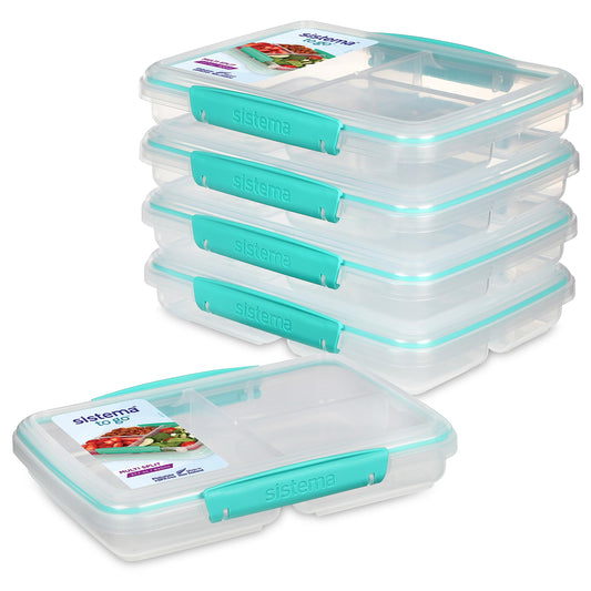 Sistema TO GO 820ml Multi Split Meal & Food Prep Containers (5 Count) - Made in New Zealand