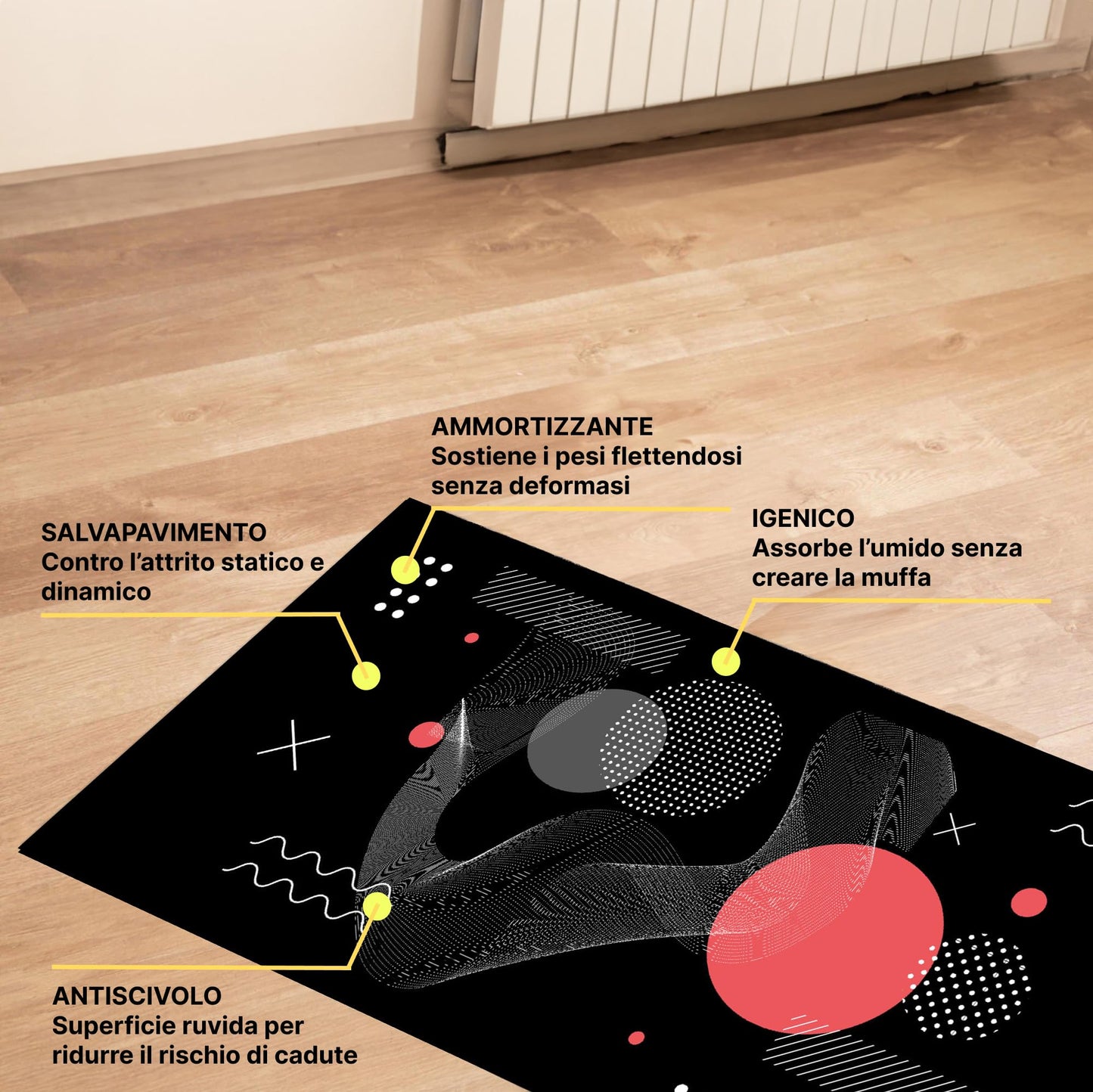 IDEA INDEPENDENT Mat for Gymnastics Pilates Gym Fitness Yoga 90 x 180 cm - Made in Italy