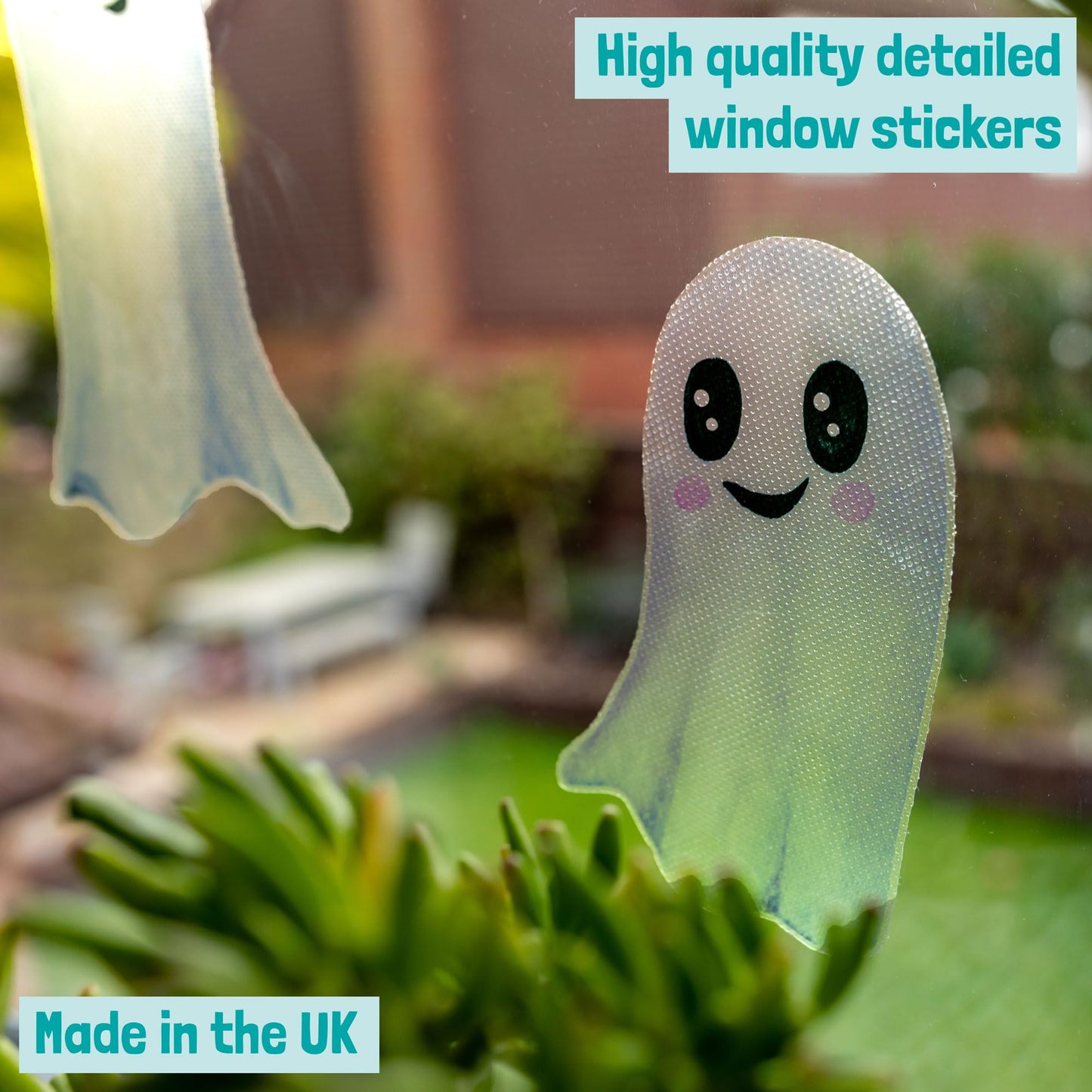 Halloween Ghost Window Stickers Reusable & Cleanly Removable (Cute Ghosts 3 Sheets) - Made in UK