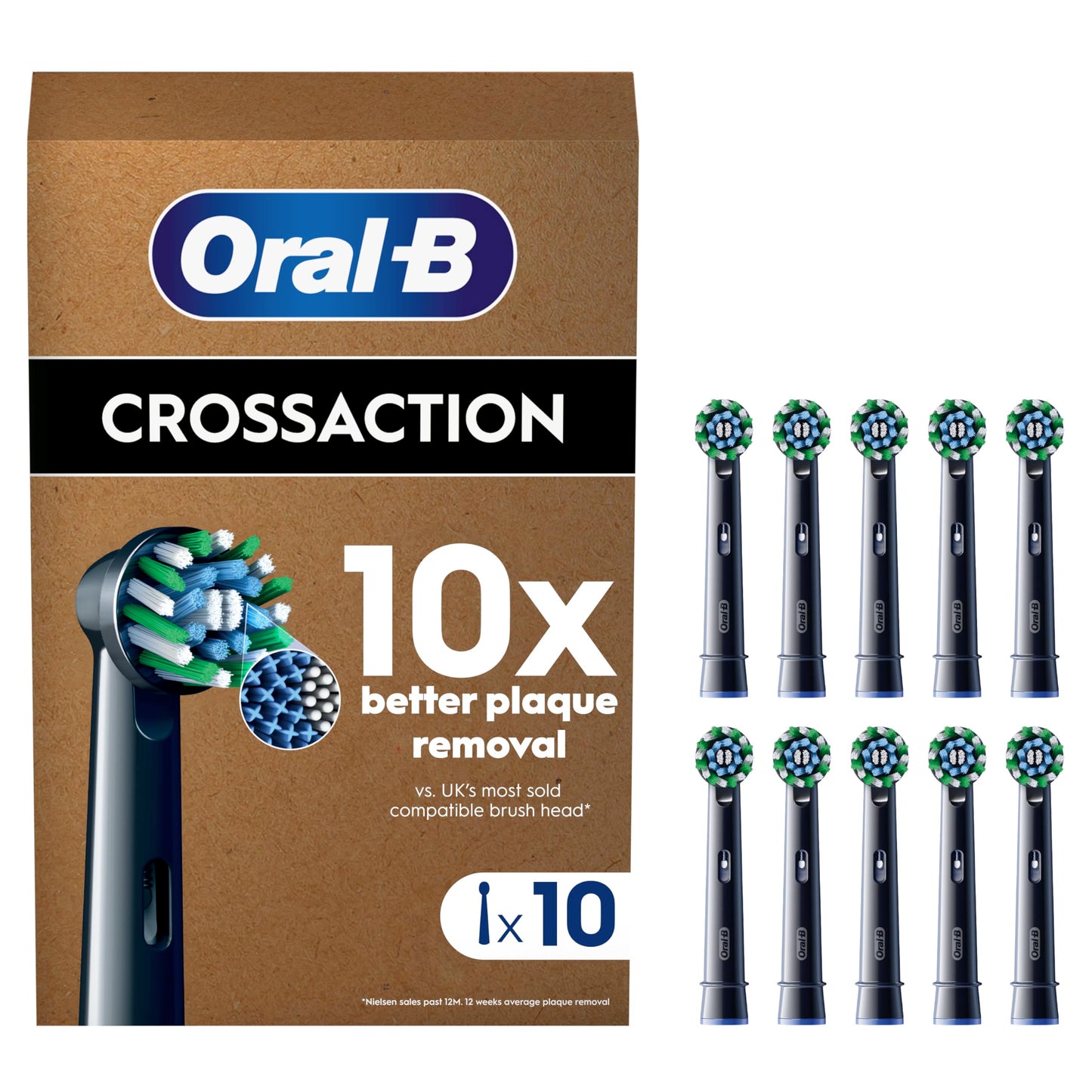 Oral-B Pro Cross Action Electric Toothbrush Head (Pack of 10) - Made in Poland