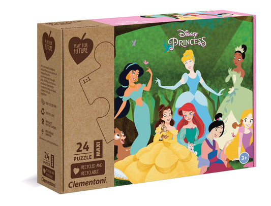 Clementoni Disney Princess Jigsaw Puzzle 24 Maxi Pieces, 100% Recycled Materials - Made In Italy