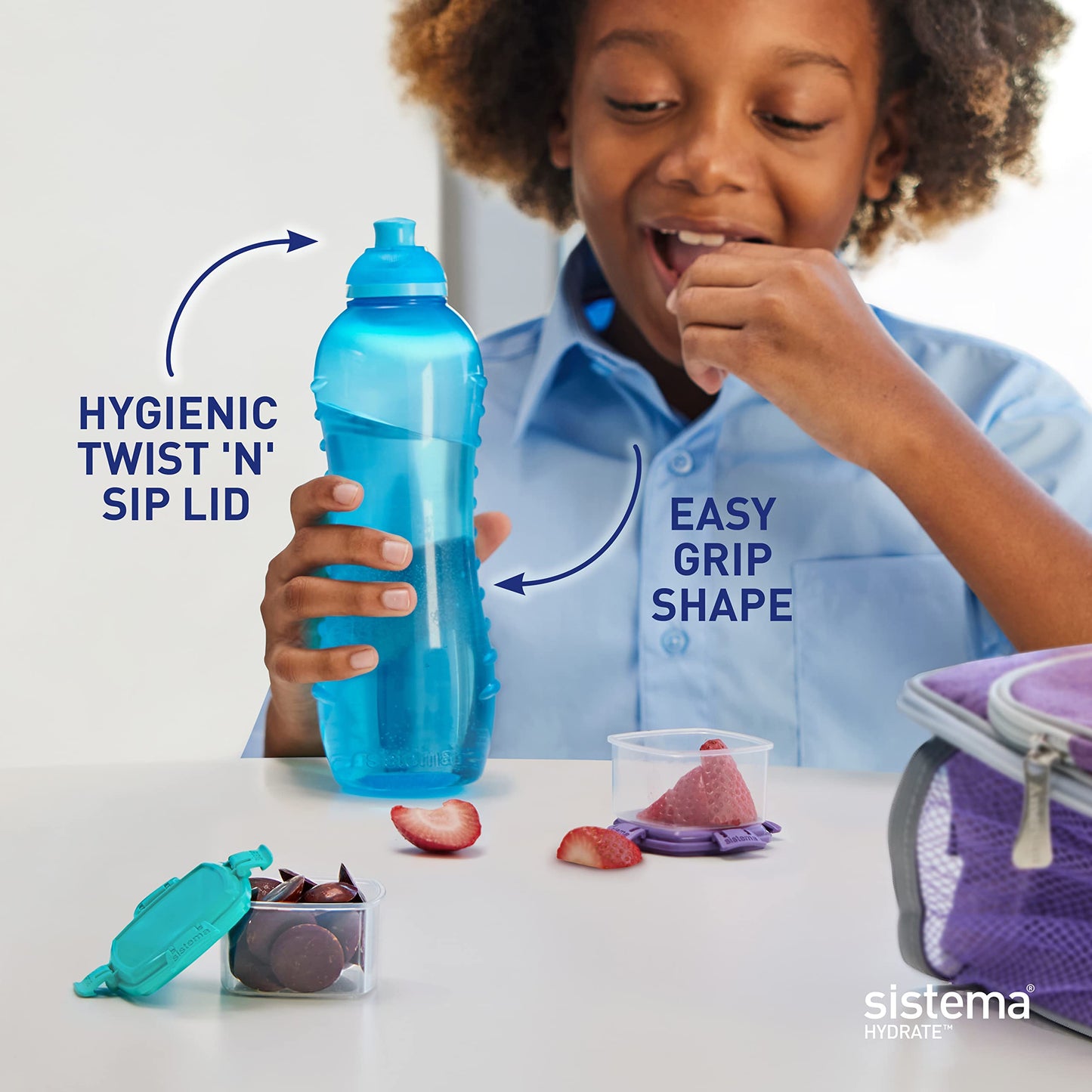 Sistema Squeeze Twist 'n' Sip 460 ml Sports Water Bottles (4 Count) - Made in New Zealand