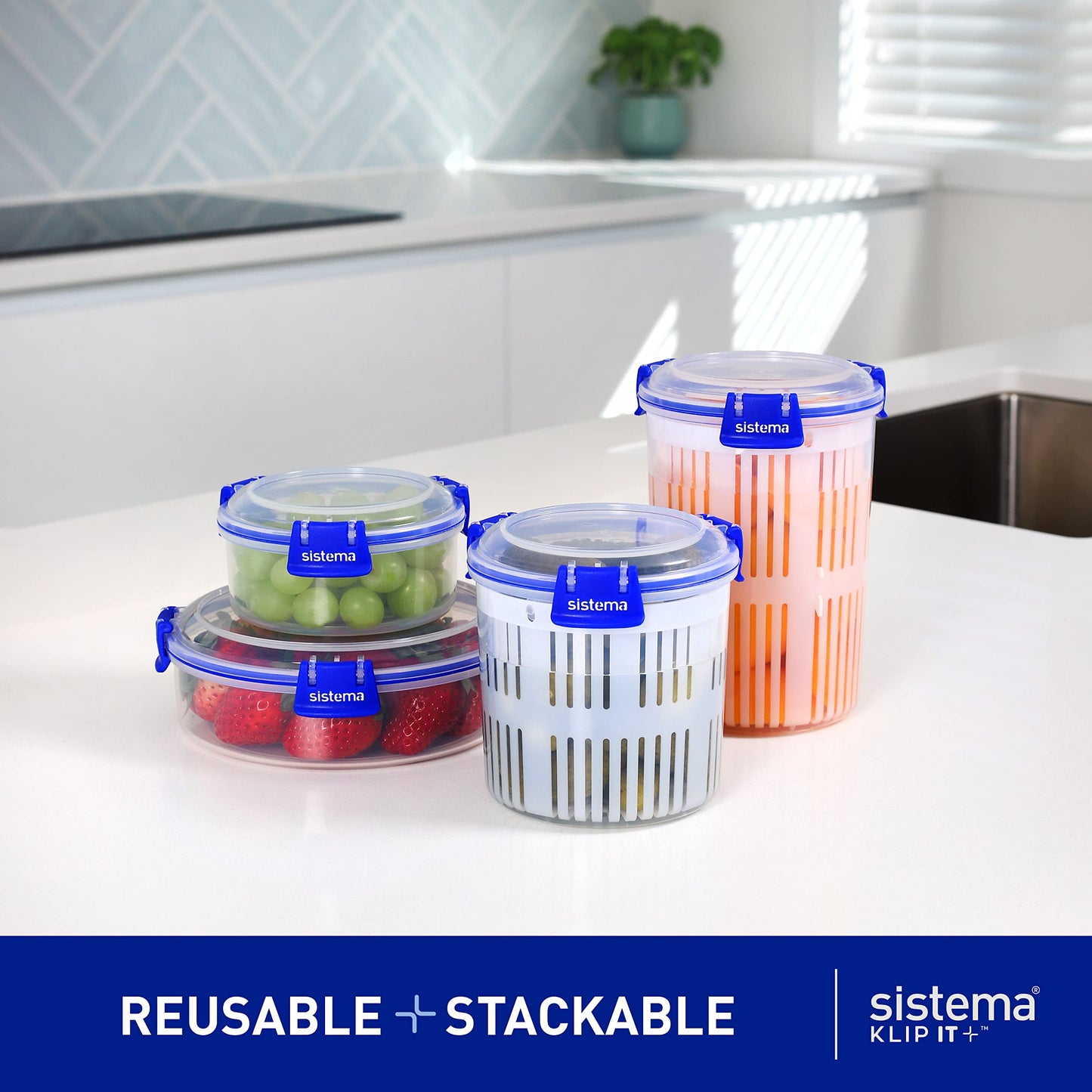 Sistema KLIP IT PLUS 300 ml Round Food Storage Containers (4 Count) - Made in New Zealand