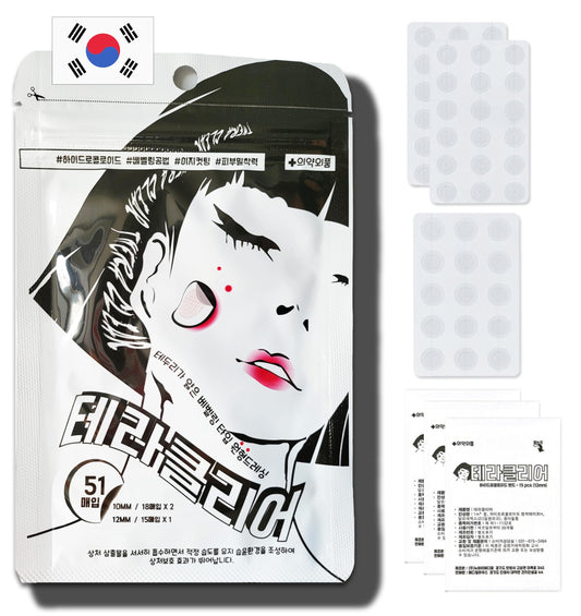 TheraClear Korean Hydrocolloid Acne Spot Patches 10mm & 12mm 51 count - Made in Korea]