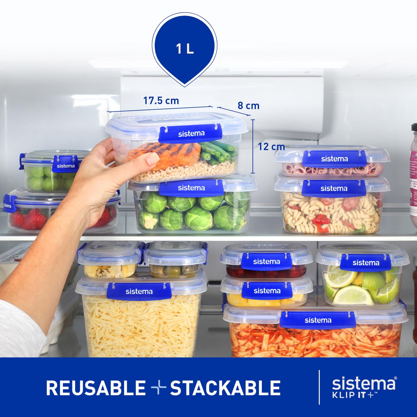 Sistema KLIP IT PLUS 1L Leakproof Food Storage Containers (4 Count) - Made in New Zealand