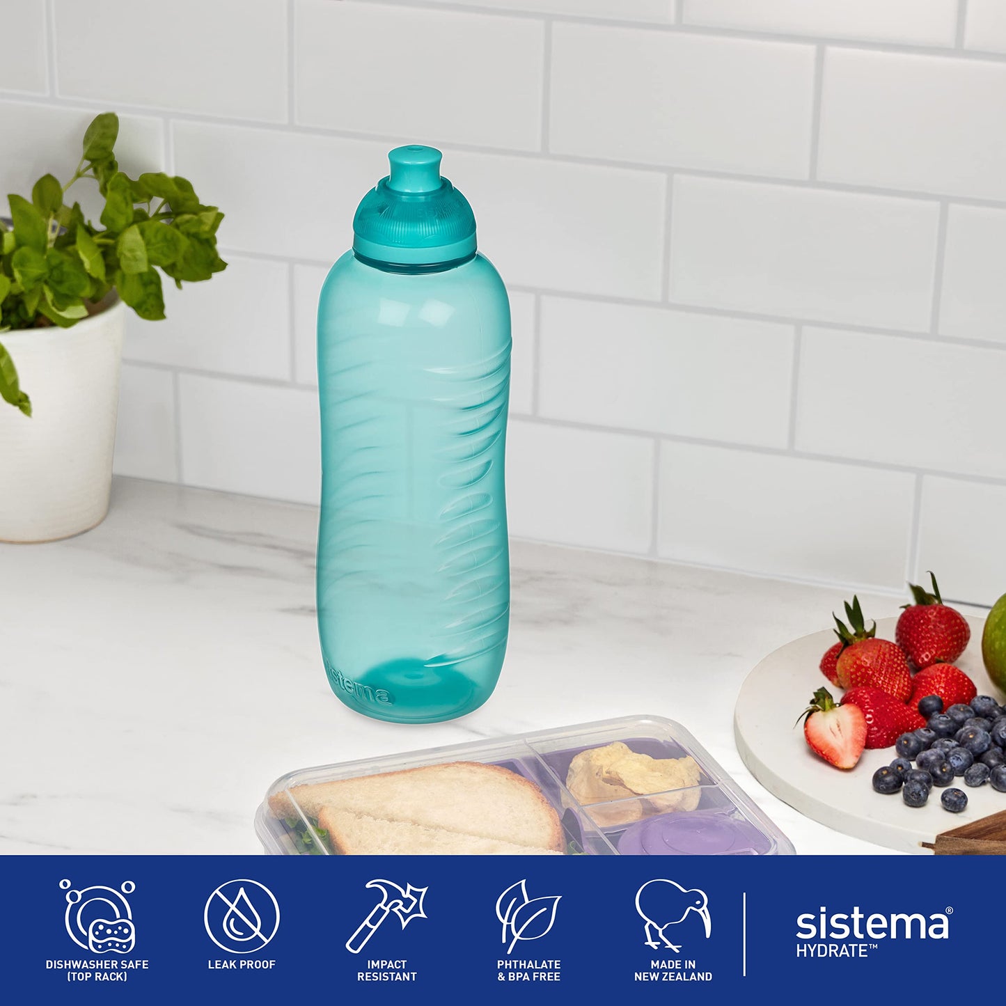 Sistema Squeeze Twist 'n' Sip 460 ml Sports Water Bottles (4 Count) - Made in New Zealand