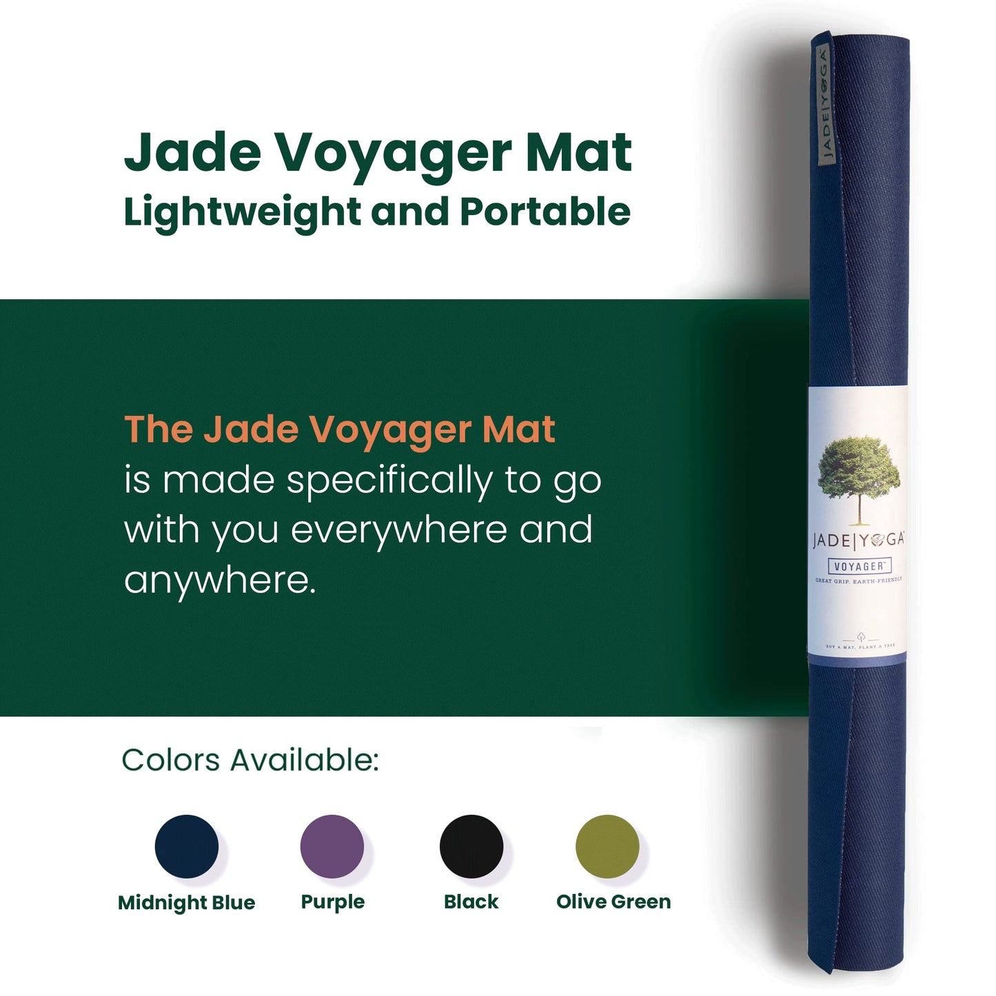 JADE YOGA Mat Yoga Travel Midnight Blue .0625In X 68In, 1 EA - Made in U.S.A.