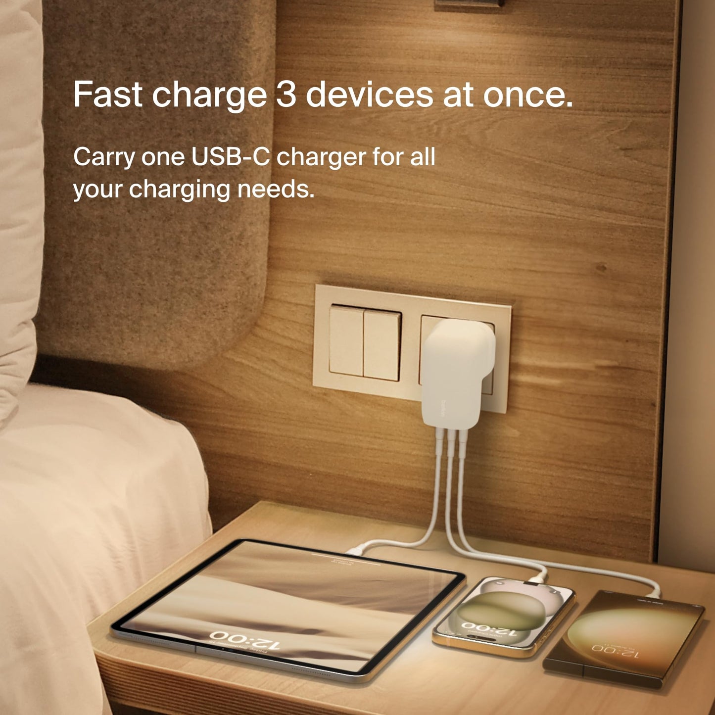 Belkin BoostCharge 3-Port USB-C Wall Charger with PPS 67W, USB-C PD 3.1, USB-C to USB-C cable included - Made in Vietnam