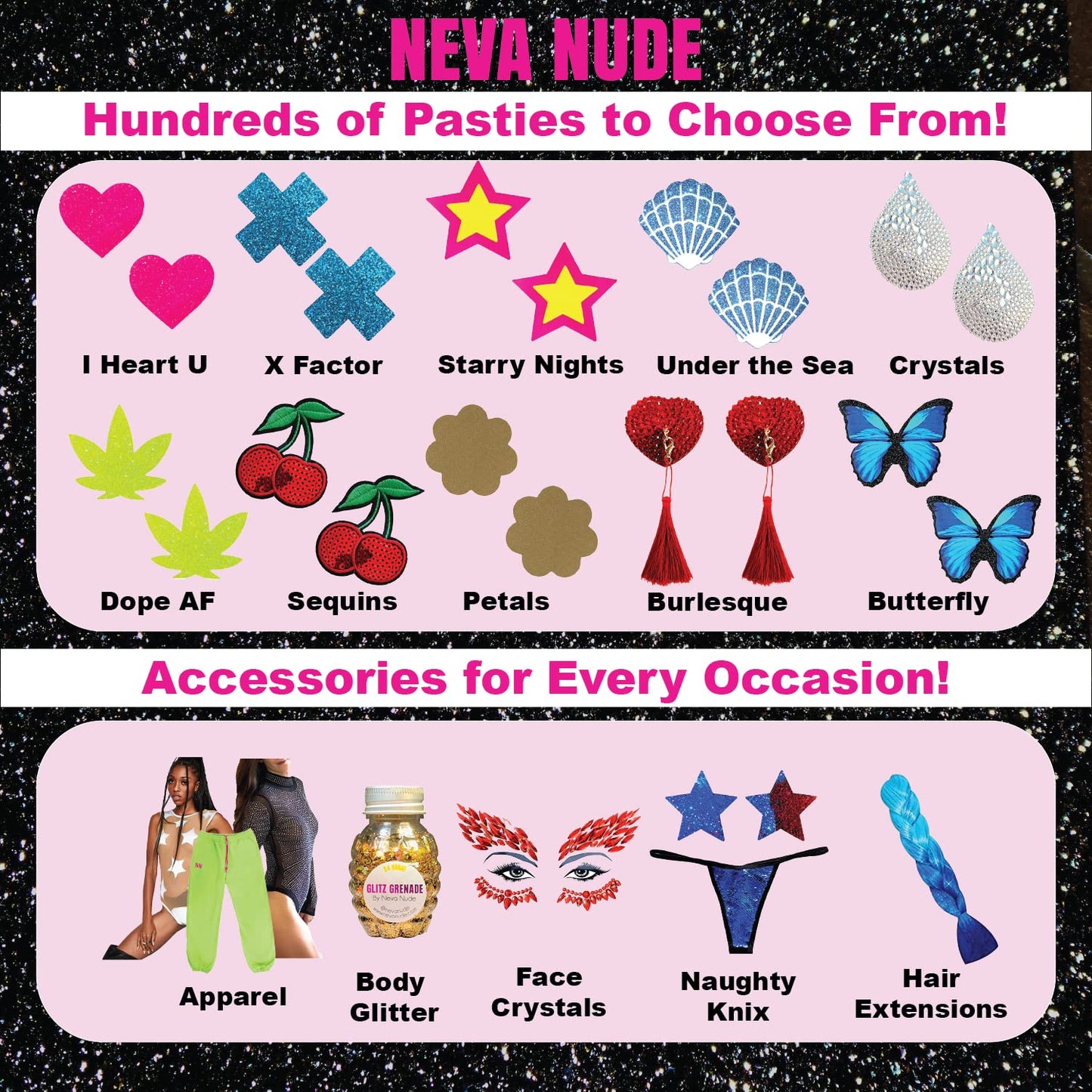 Neva Nude Avatar Pink Clear Blue Iridescent Jewel Face Crystal Sticker - Made in U.S.A.