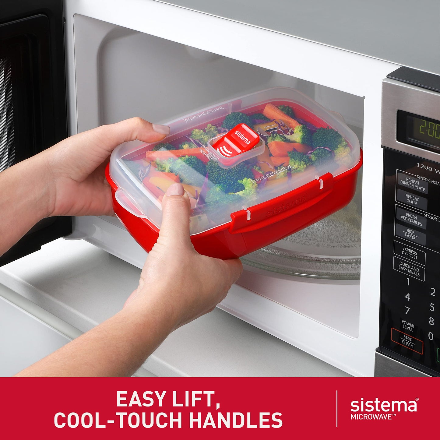 Sistema Heat and Eat Microwave Container Set | 1.25 L, 525 ml (3 Count) - Made in New Zealand