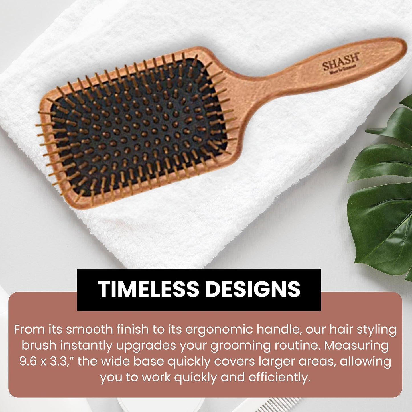 SHASH Eco-Sourced Wooden Paddle Brush - Made in Germany