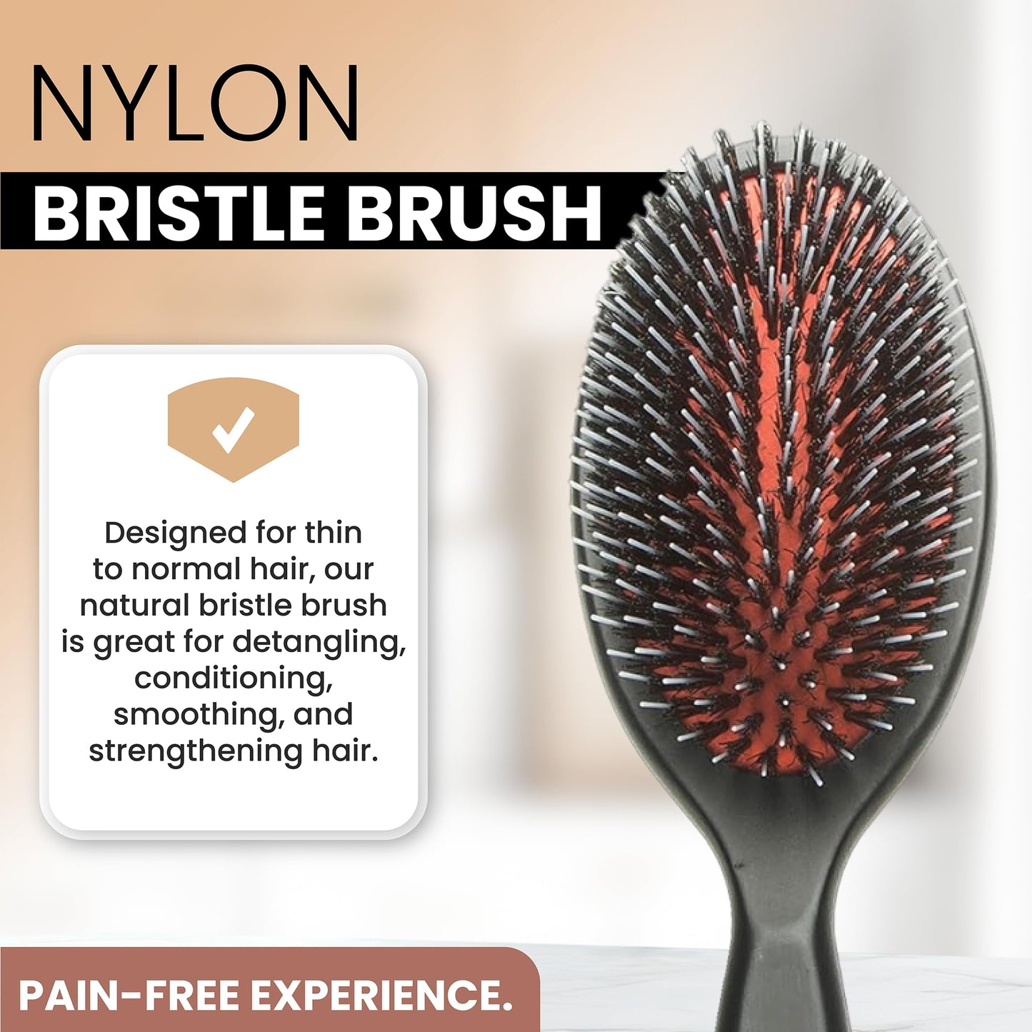 SHASH  Nylon Boar Bristle Brush For Normal To Thick Hair - Made In Germany