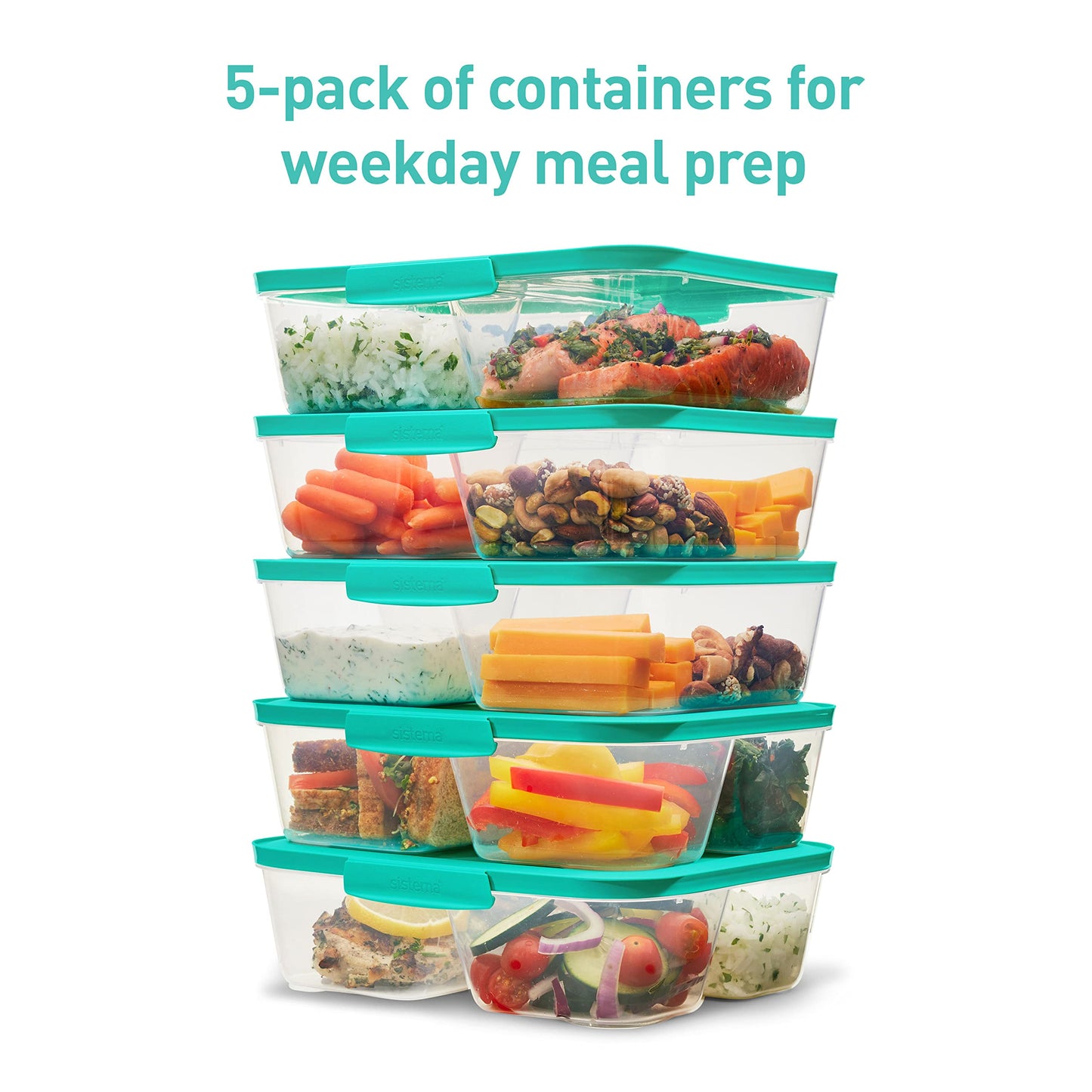 Sistema NEST IT 1.9L Meal Prep Containers (5 Count) - Made in New Zealand