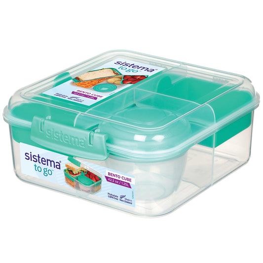 Sistema 1.25 L Square Bento Box TO GO with Yoghurt/Fruit Pot - Made in New Zealand