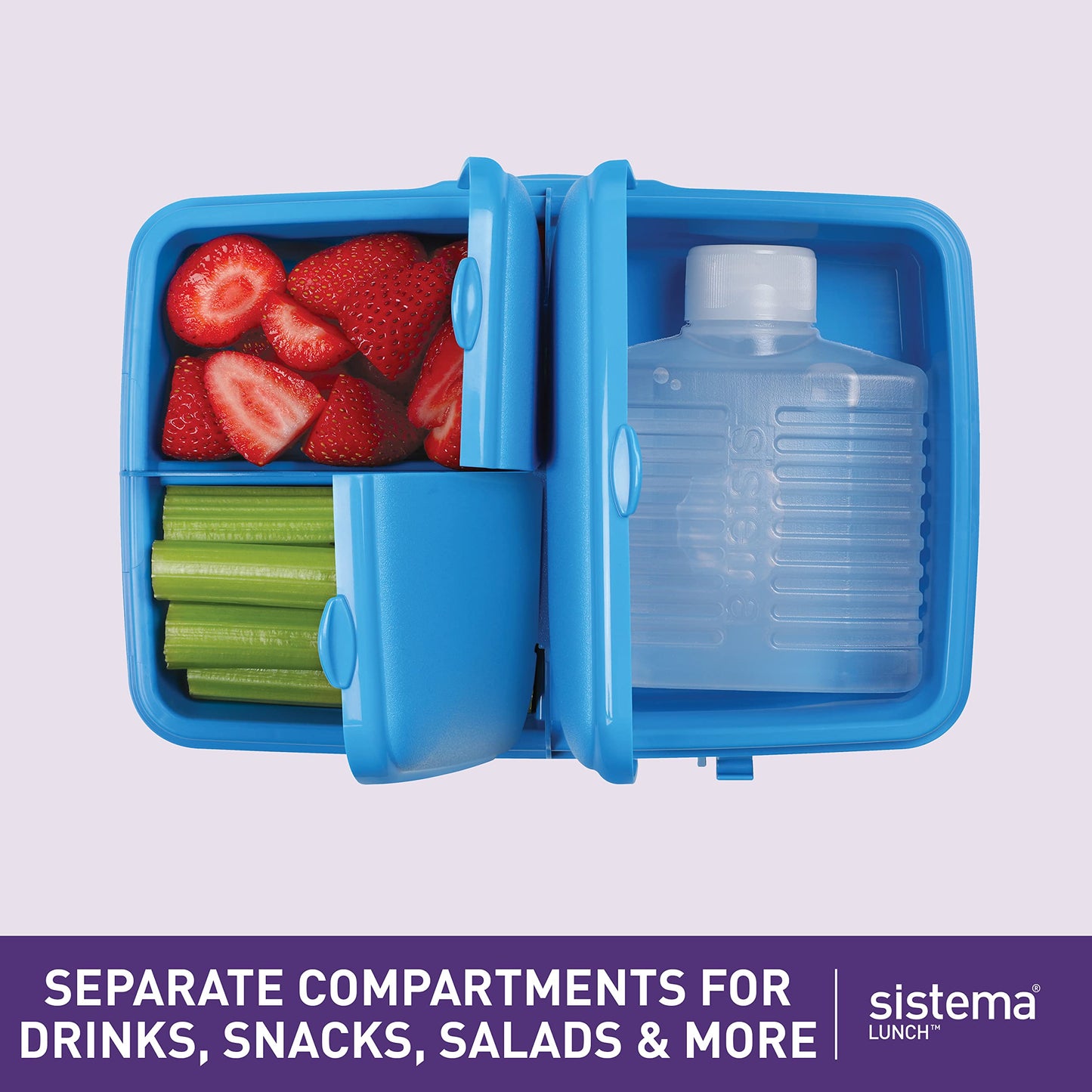 Sistema 1.5 L School Lunch Box with Compartments & Kids Water Bottle - Made in New Zealand