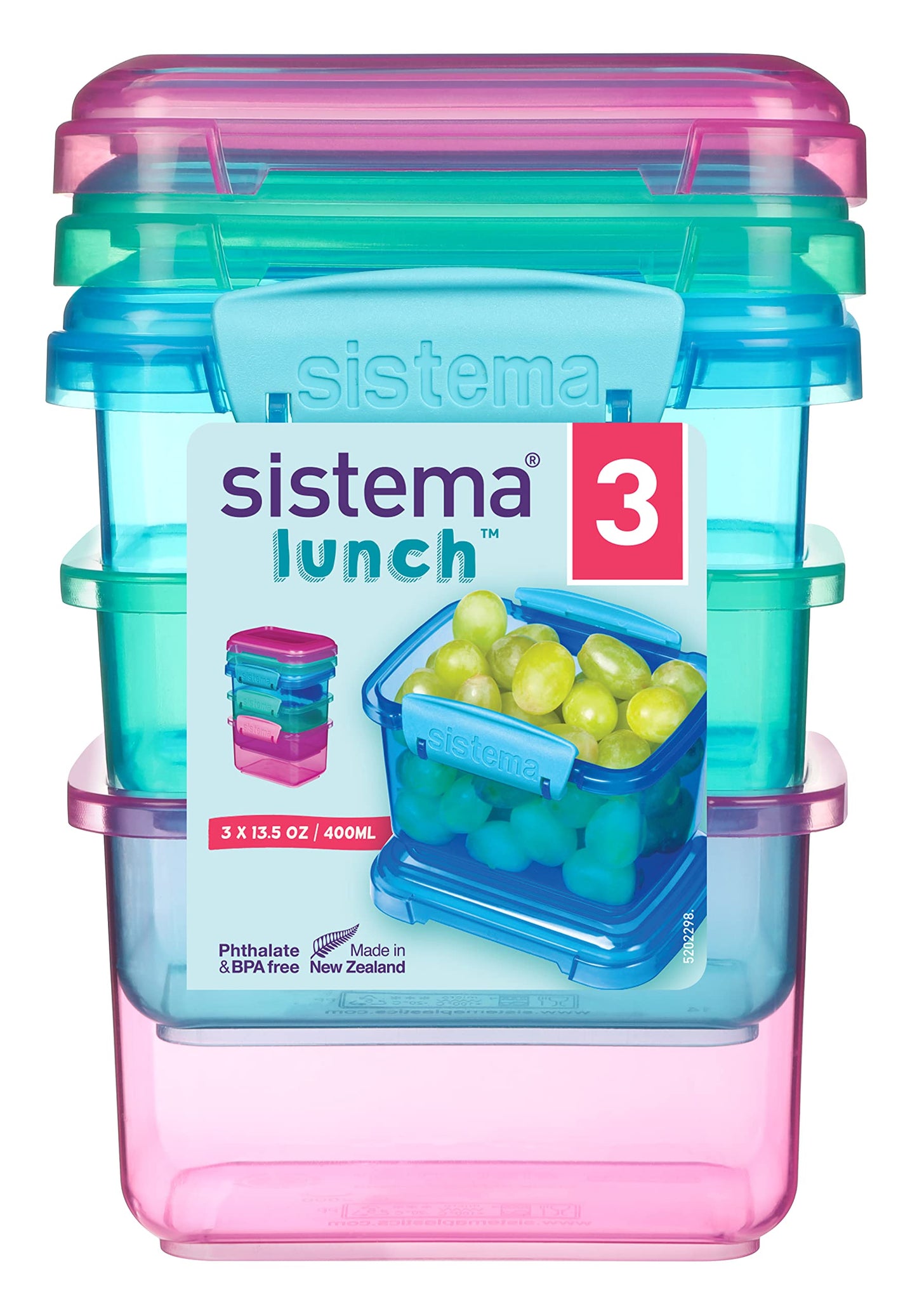 Sistema 400 ml Lunch Food Storage Containers (3 Count) - Made in New Zealand