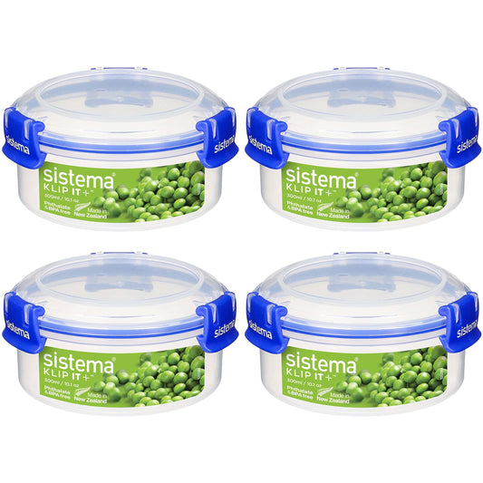 Sistema KLIP IT PLUS 300 ml Round Food Storage Containers (4 Count) - Made in New Zealand