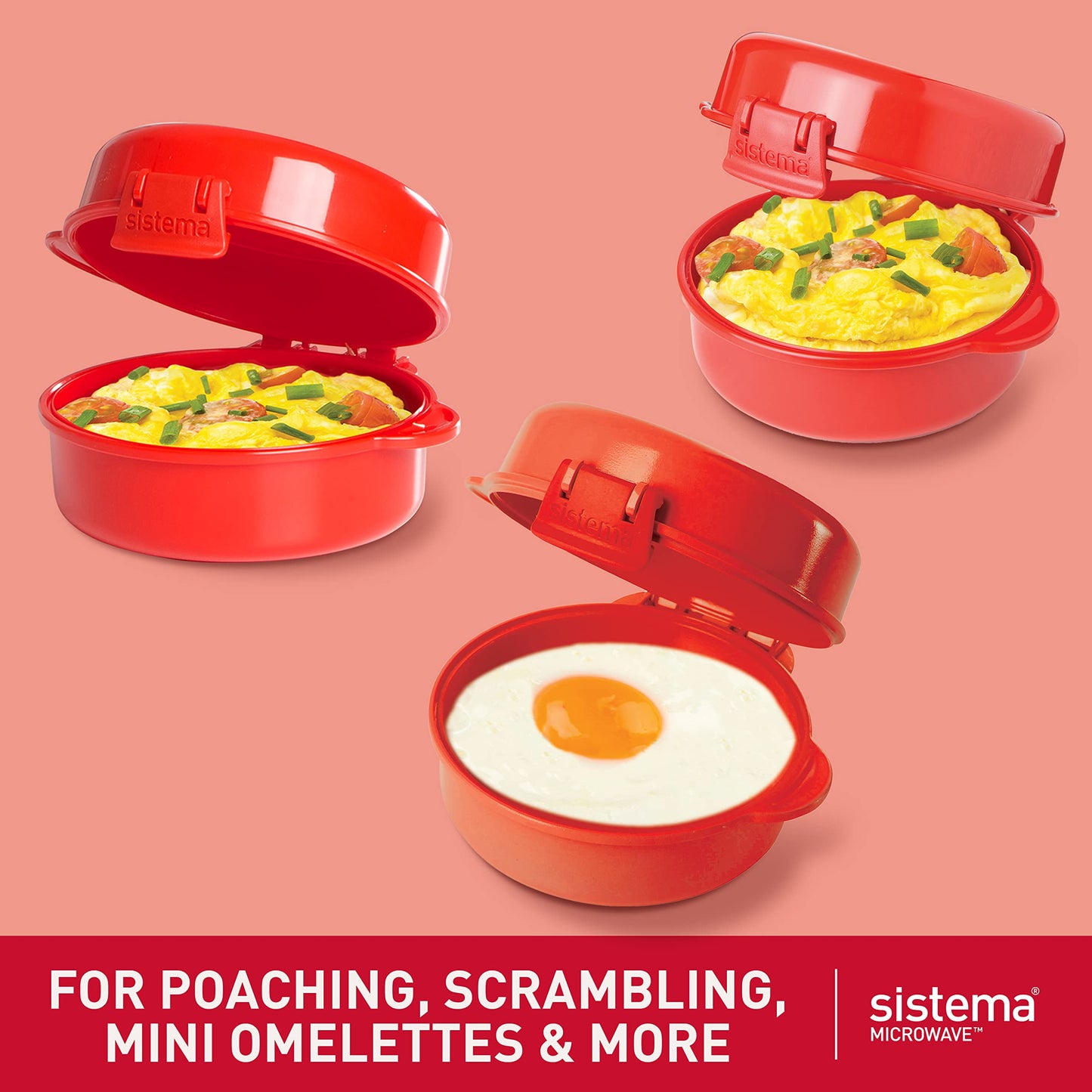 Sistema 270 ml Easy Eggs Microwave Egg Cooker with Steam Release Vent - Made in New Zealand