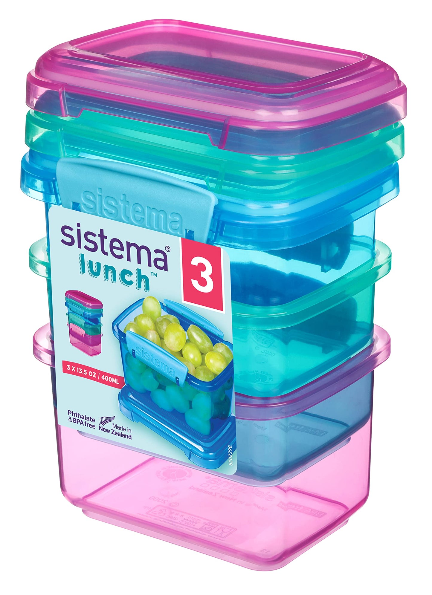 Sistema 400 ml Lunch Food Storage Containers (3 Count) - Made in New Zealand