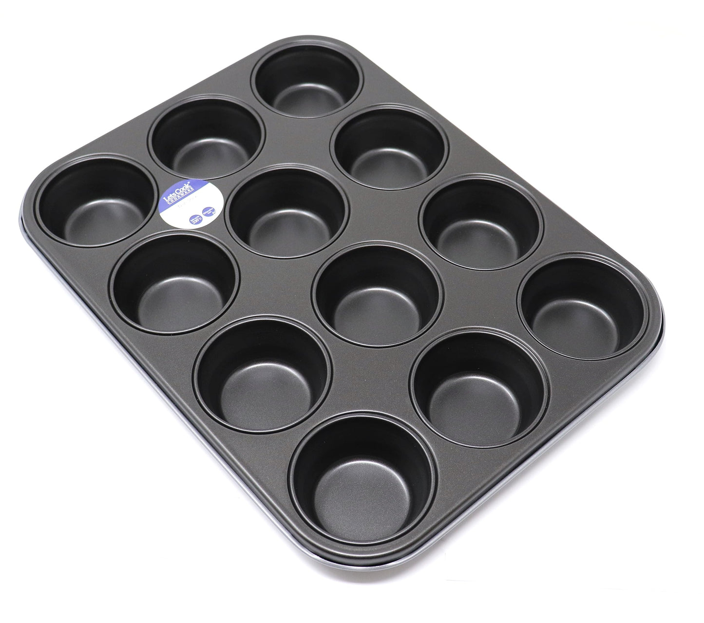 Lets Cook Cookware 12 Hole Muffin Cupcake Tin - Made in UK